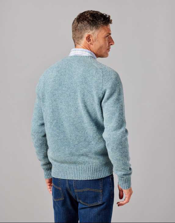 Joseph Turner Men's Shetland Crew Neck Jumper - Teal S