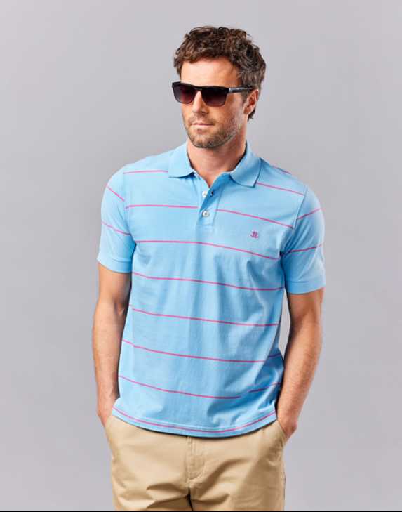 Joseph Turner Men's Striped Polo Shirt - Blue/Red S