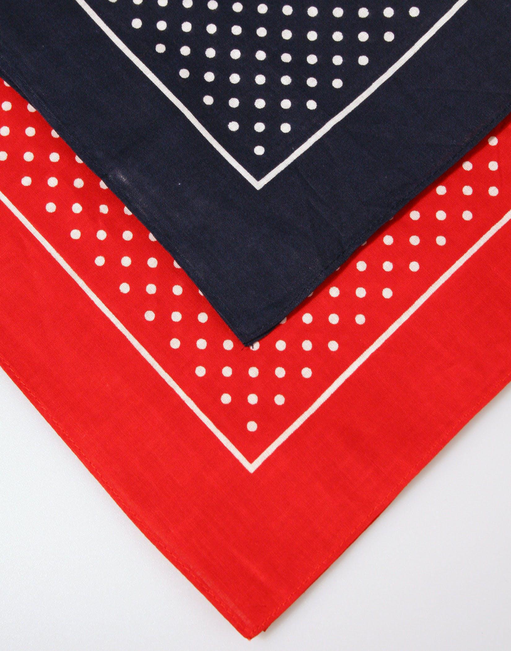 Spotted Cotton Handkerchiefs - Box of 3 - 2Red/1Blue