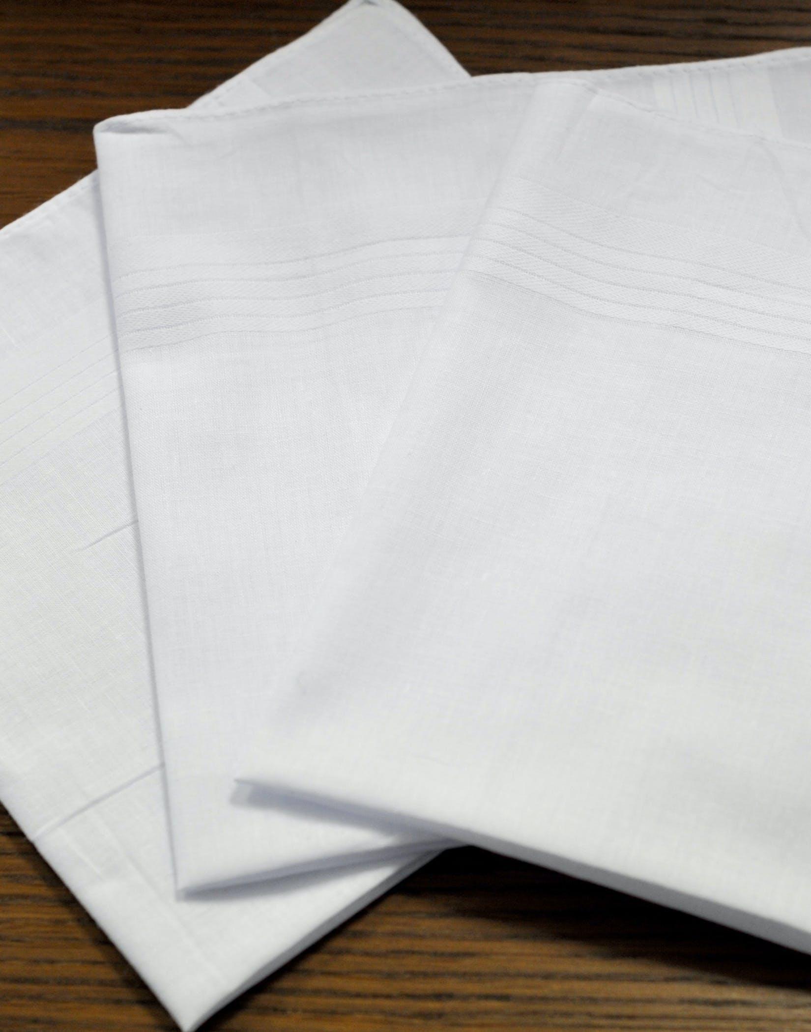 White Cotton Handkerchiefs - Box of 3