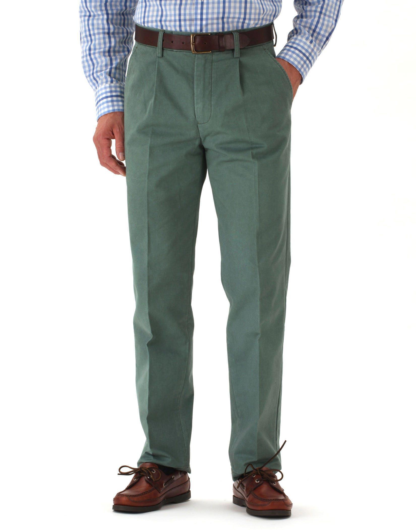 Pleated Front Chinos - Green