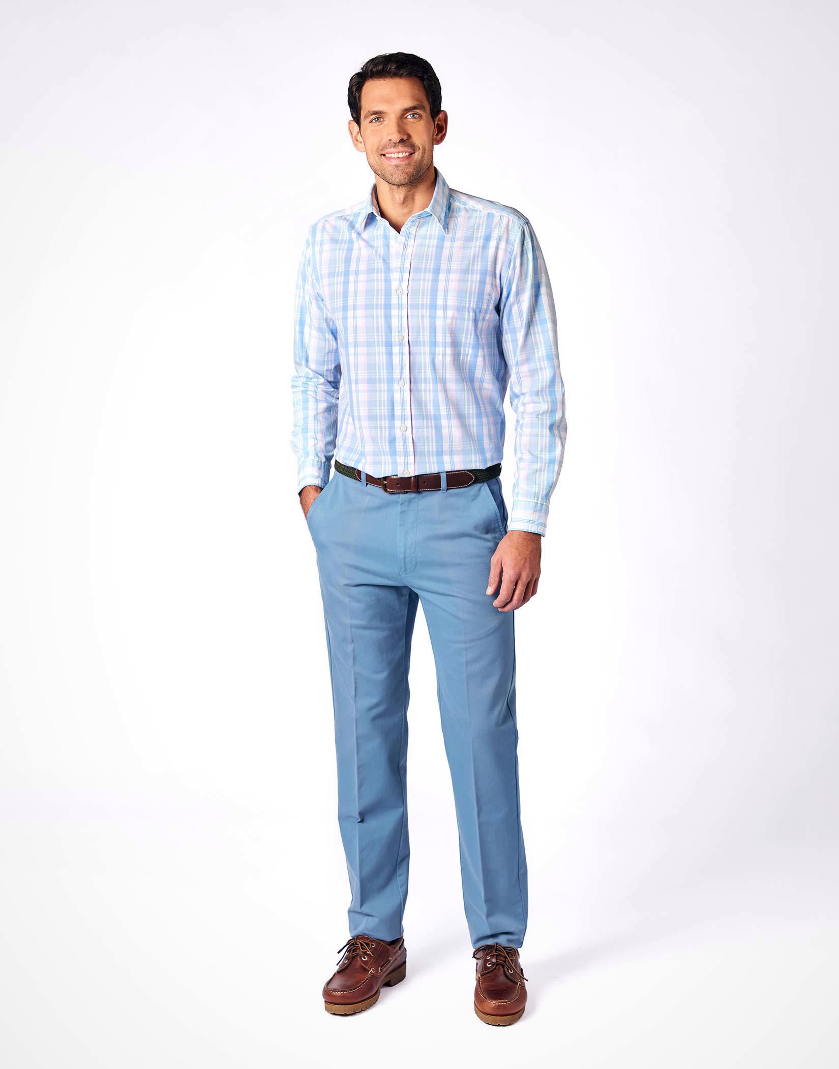 Flat Front Chinos - Aegean Blue