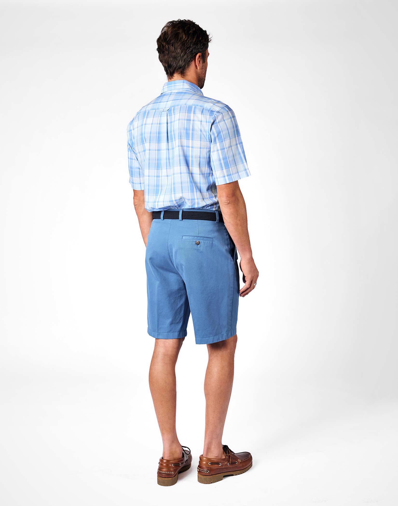 Pleated Front Shorts - Aegean Blue