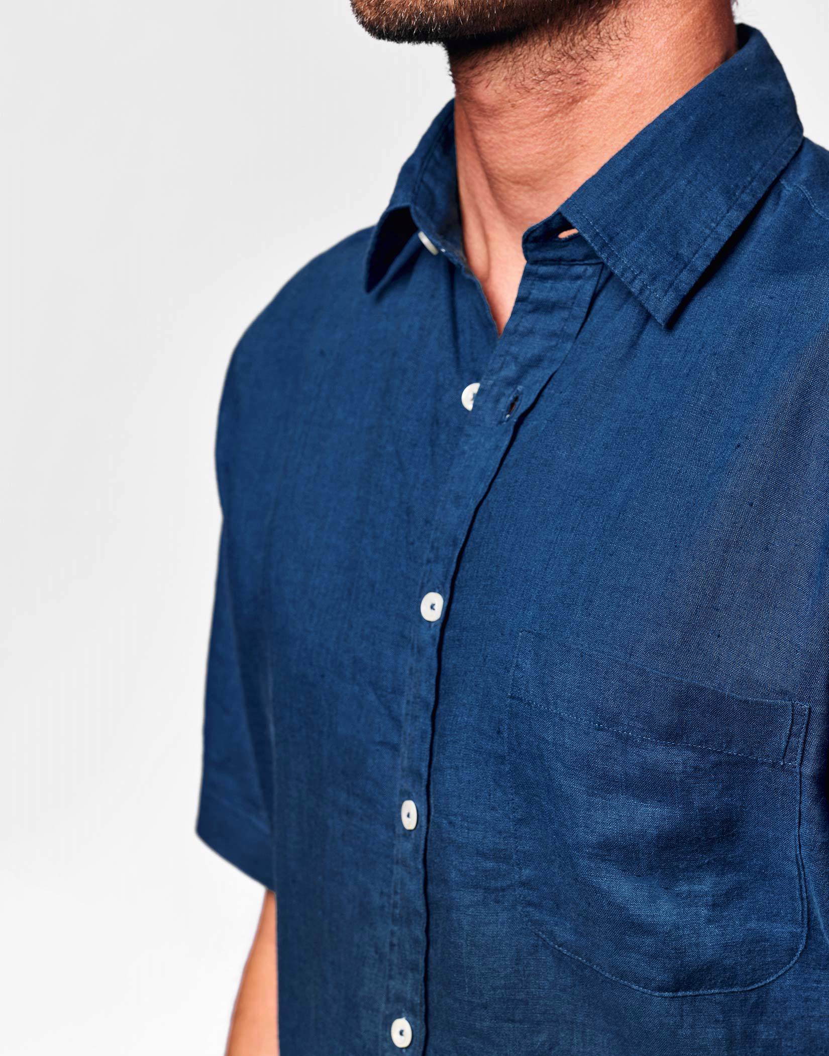 Linen Shirt Short Sleeve - Atlantic