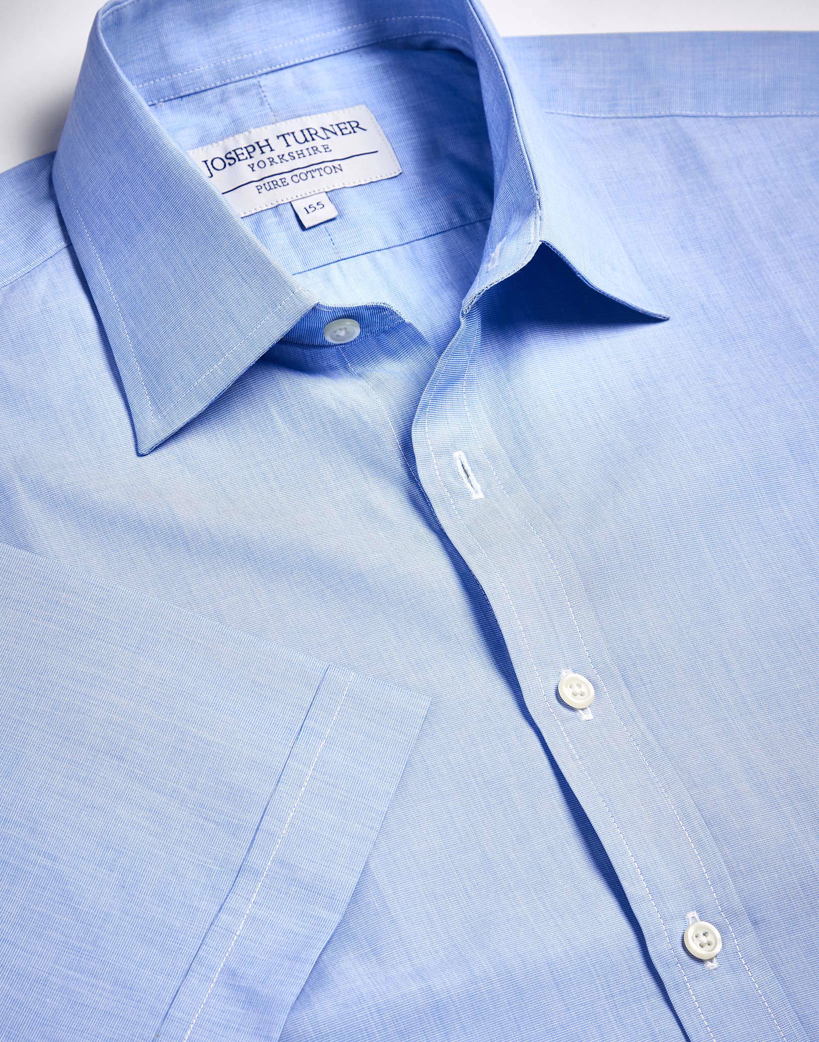 Blue End on End Shirt - Short Sleeve
