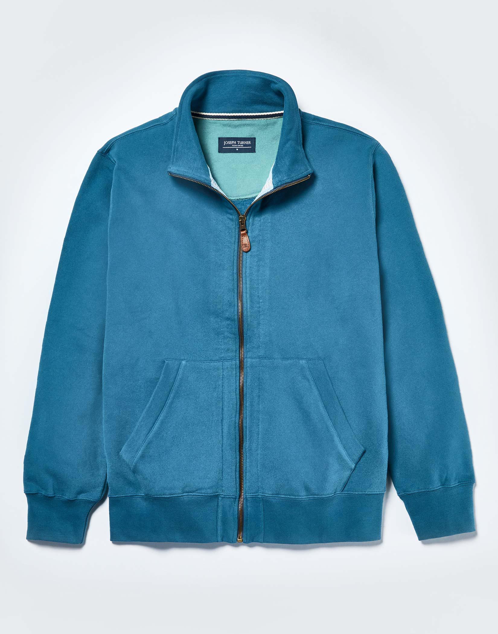 Full Zip Jersey Sweatshirt - Blue
