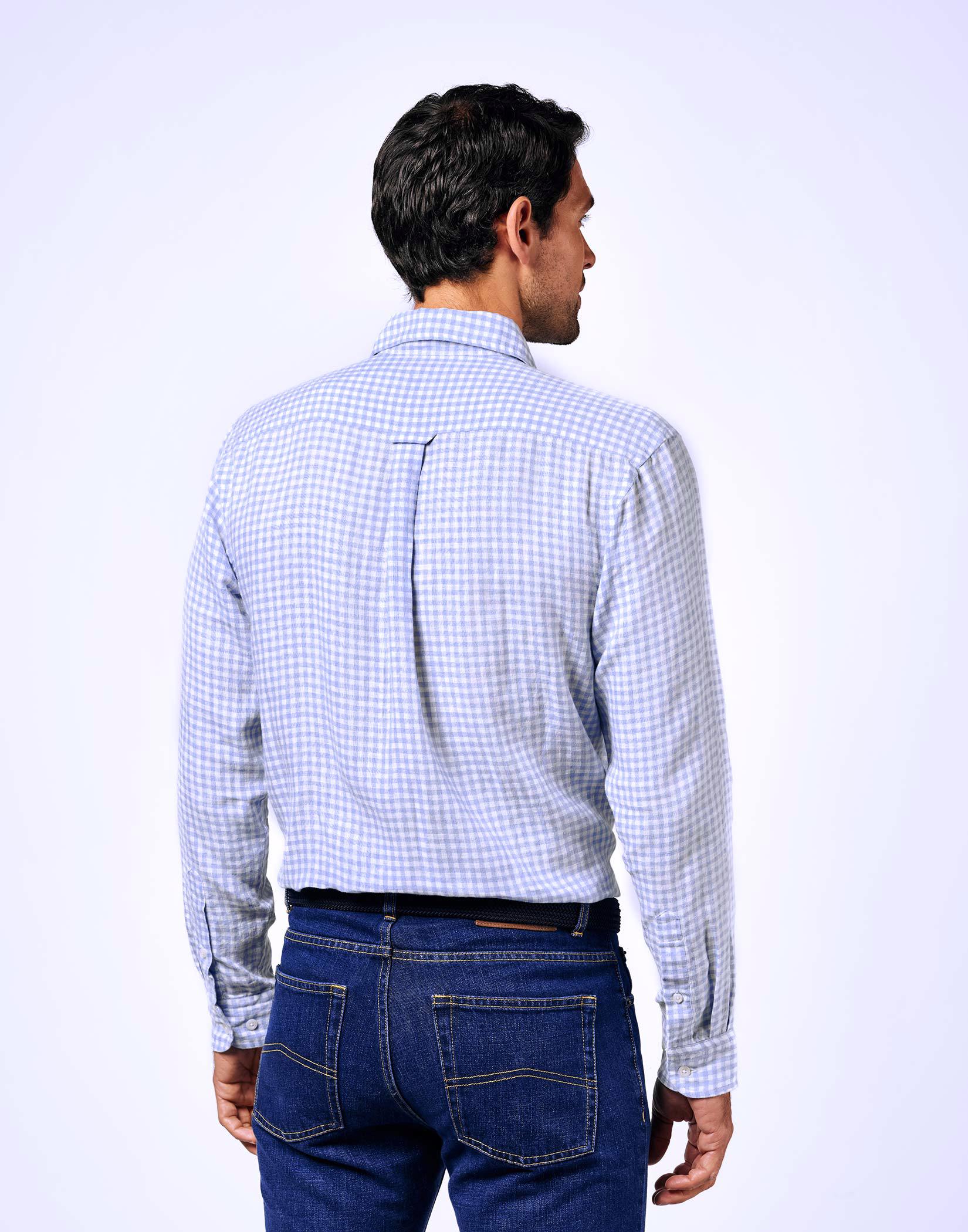 Linen Shirt Long Sleeve - Blue Gingham