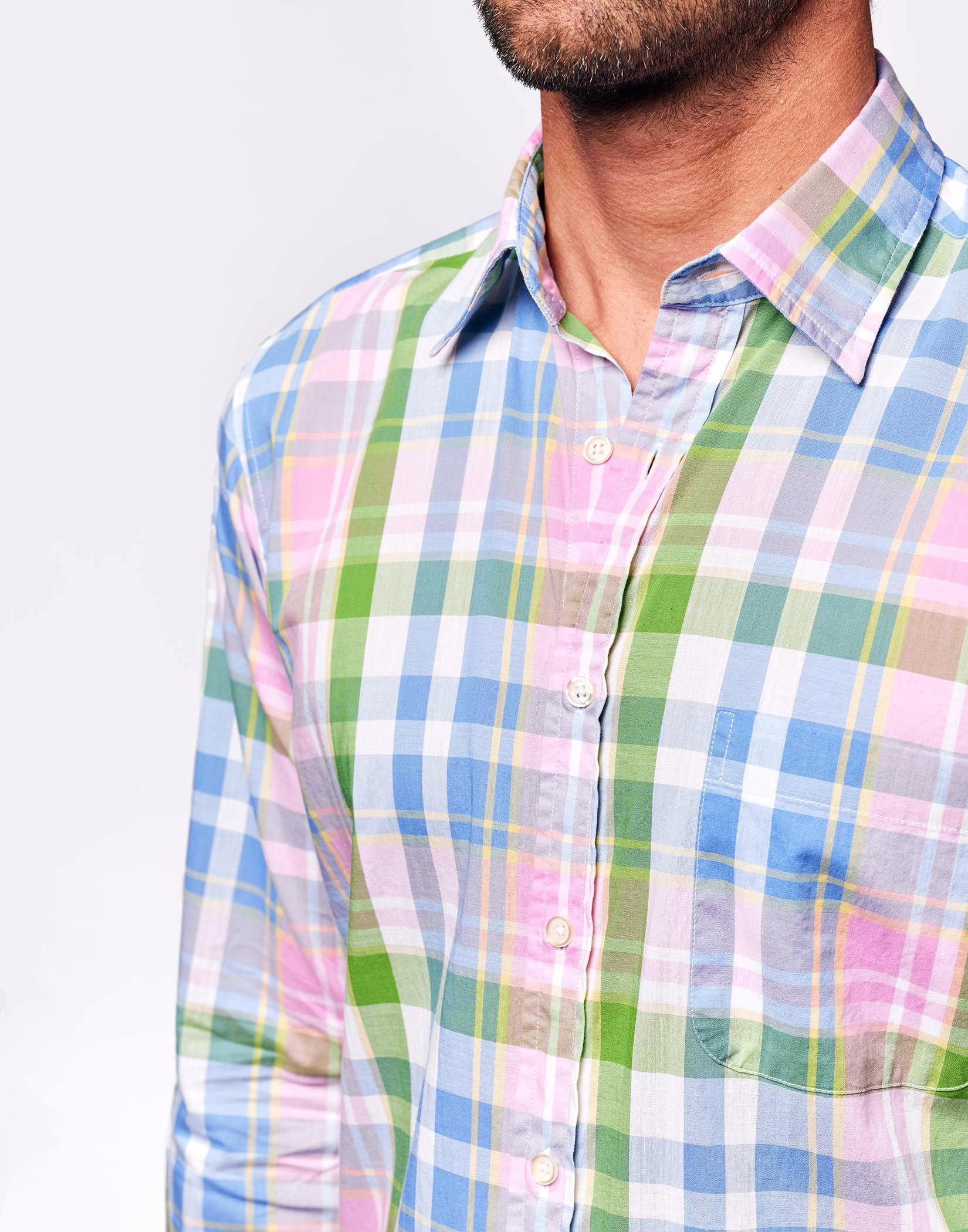 Weekend Shirt Long Sleeve - Blue/Green/Pink