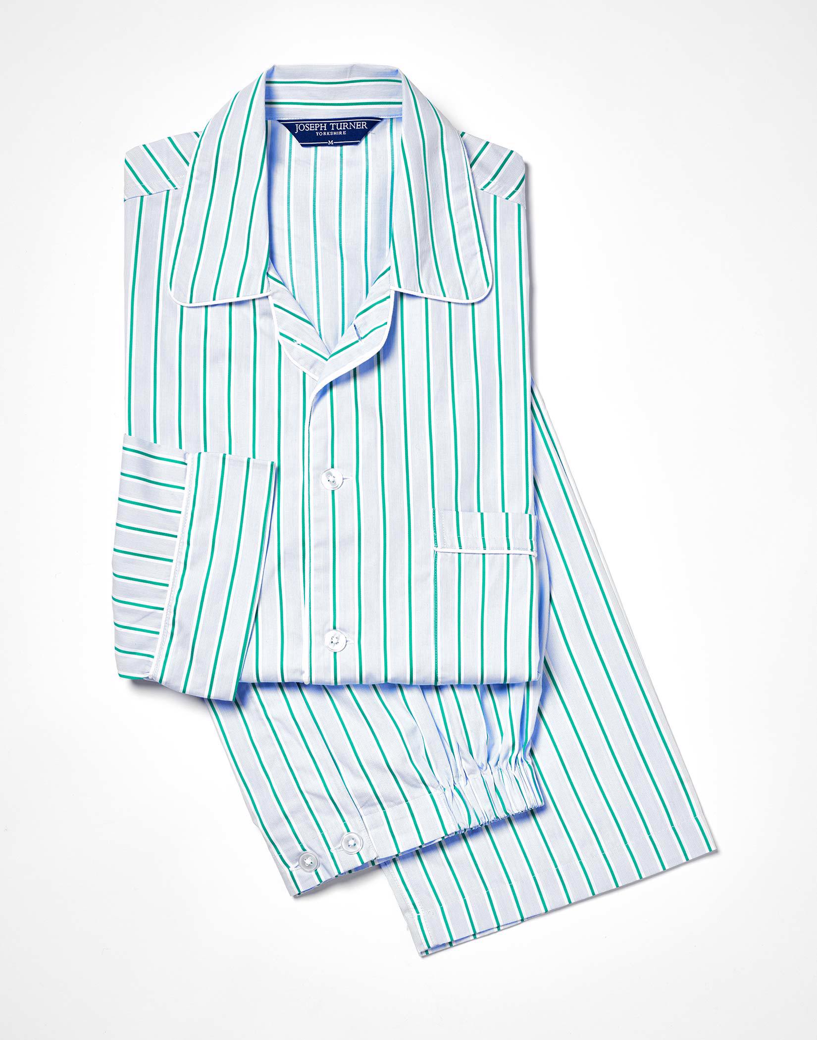 Pyjamas - Blue/Green Stripe (fine)
