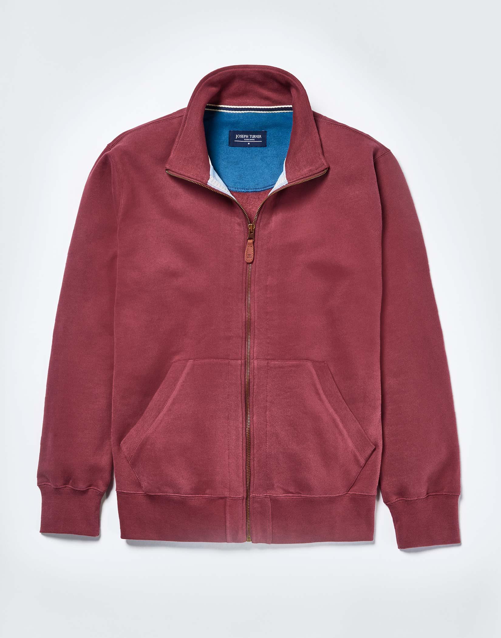 Full Zip Jersey Sweatshirt - Berry