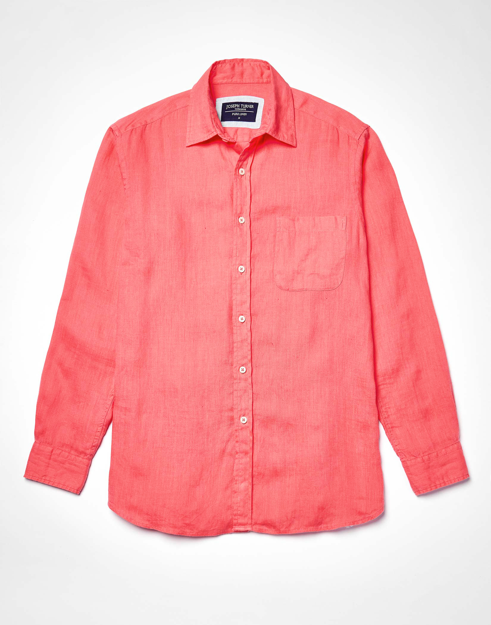 Linen Shirt Long Sleeve - Coral