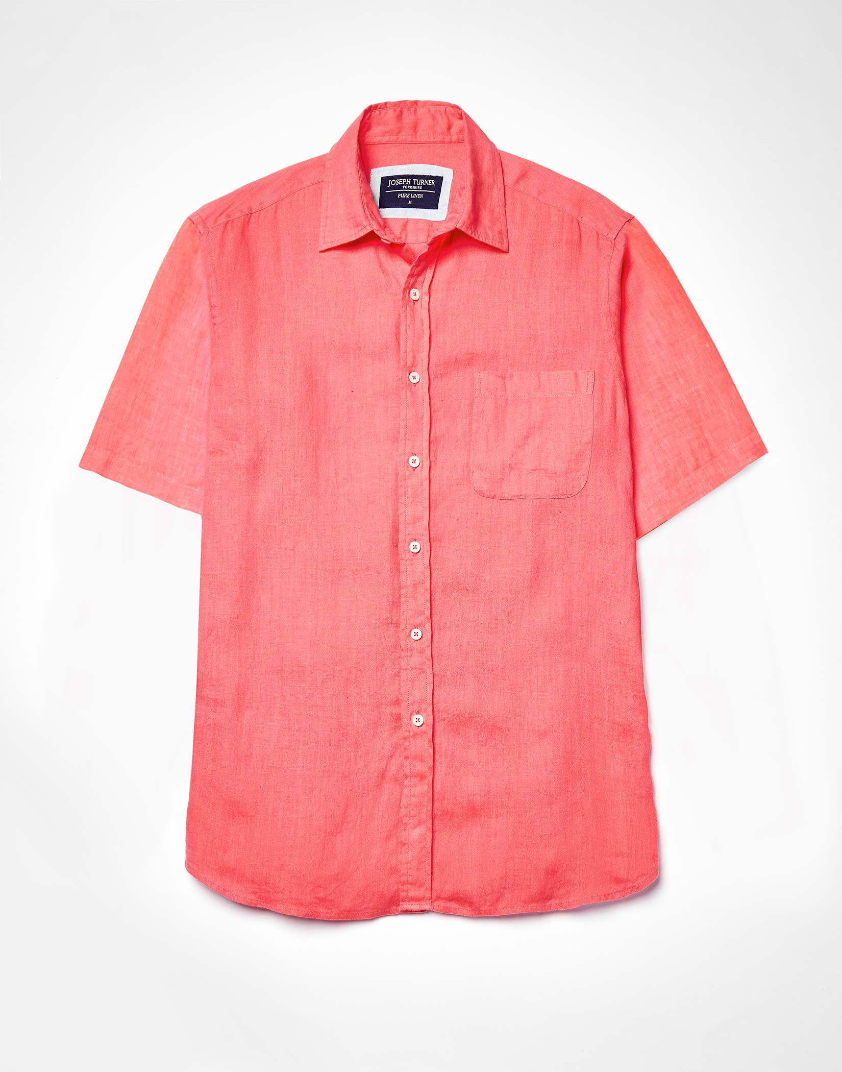 Linen Shirt Short Sleeve - Coral