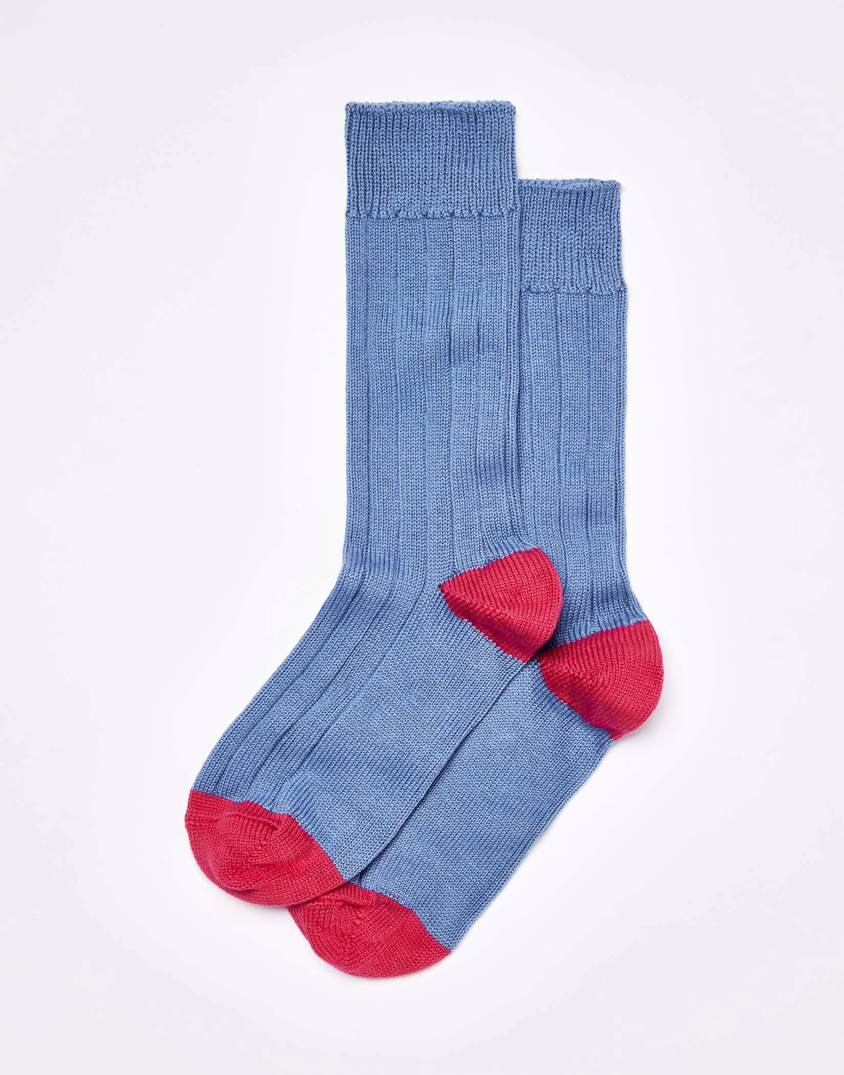Heel & Toe Cotton Socks - Cornflower/Magenta