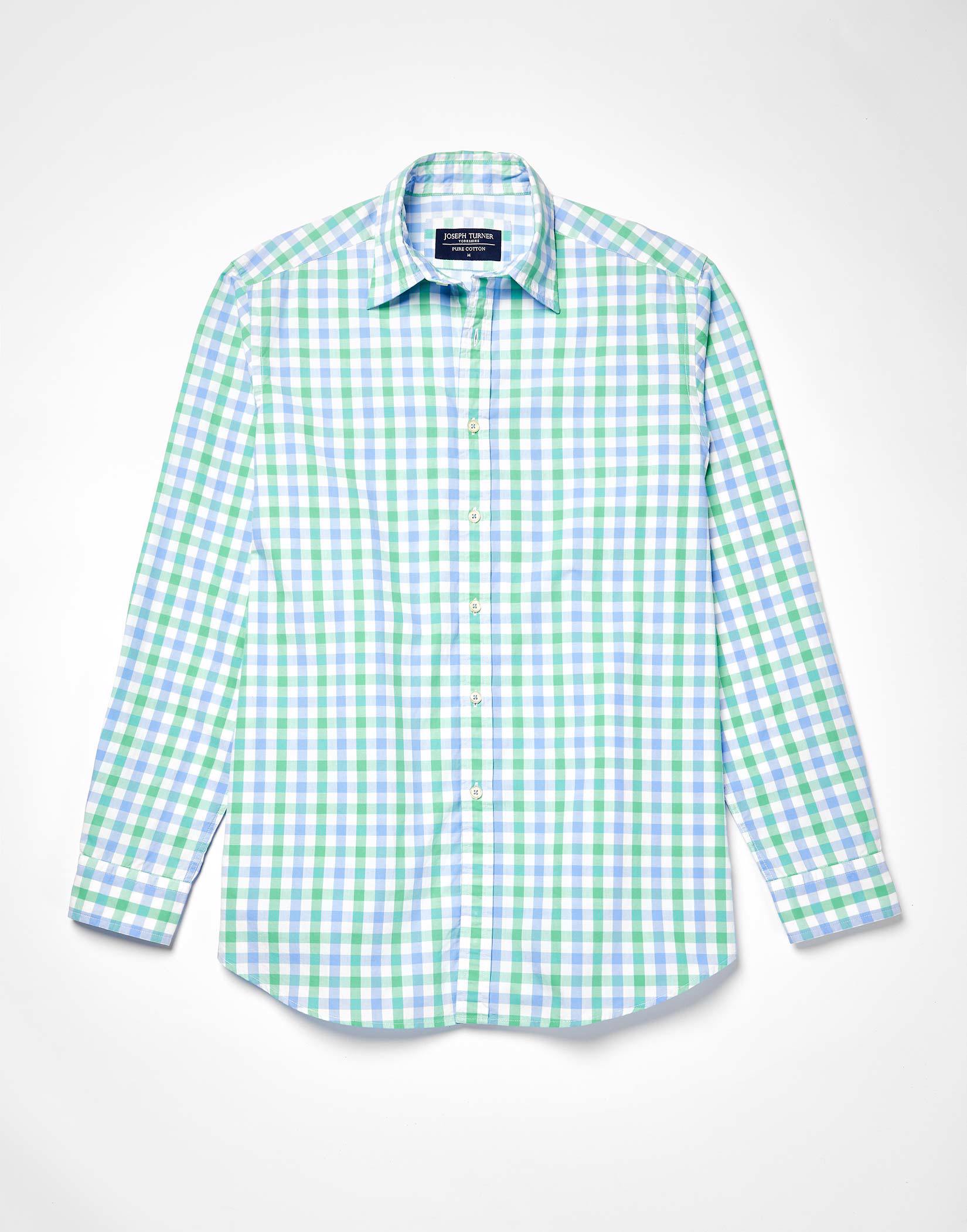 Gingham Check Shirt - Green/Blue