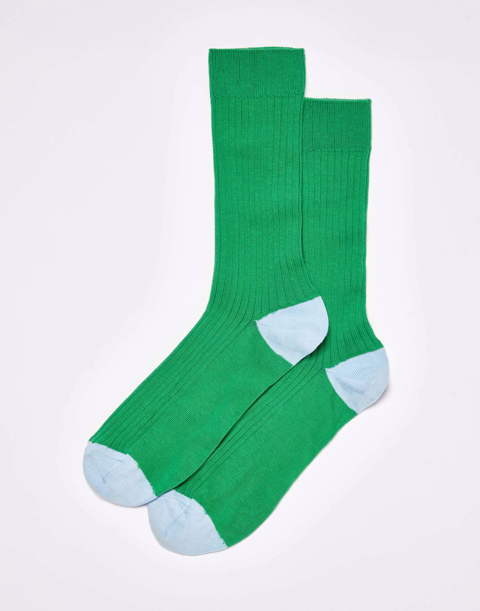 Combed Cotton Heel & Toe Socks - Green
