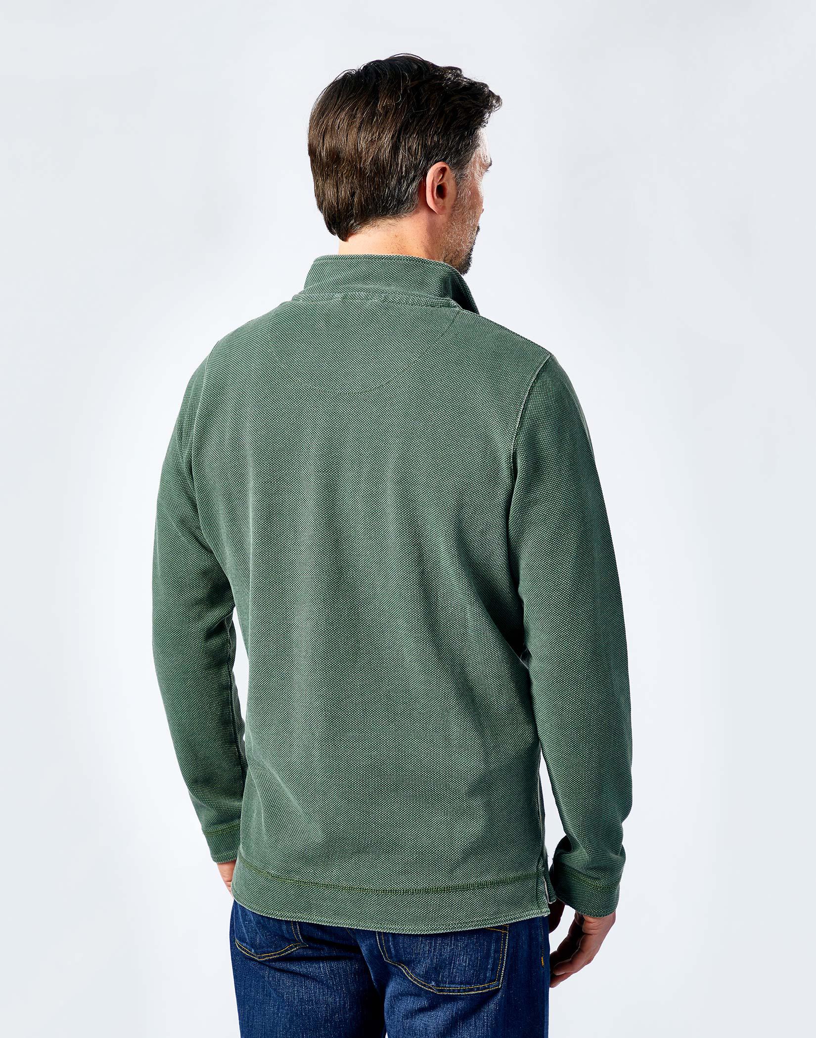 Washed Pique Half Zip Sweatshirt - Green