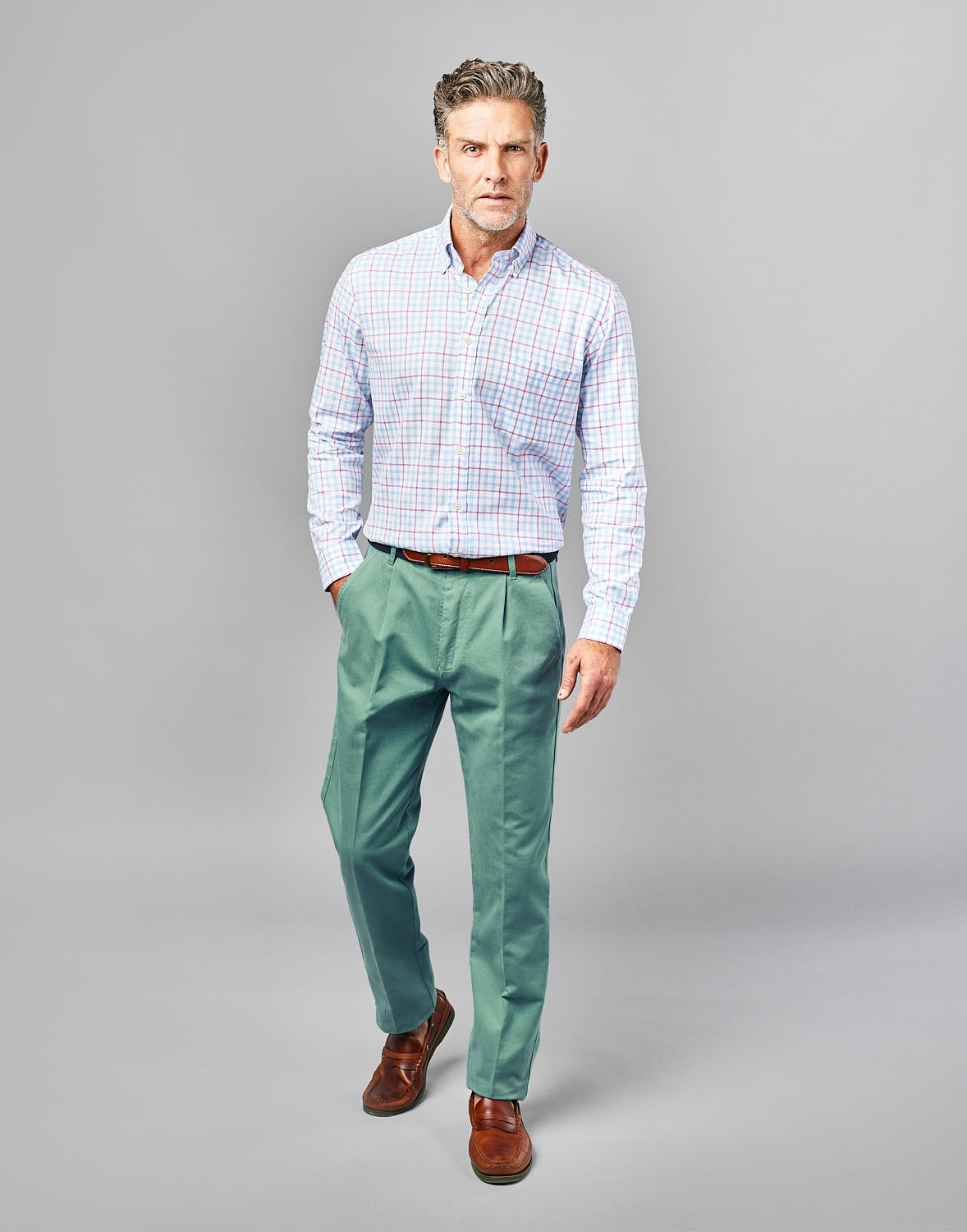 Pleated Front Chinos - Jade