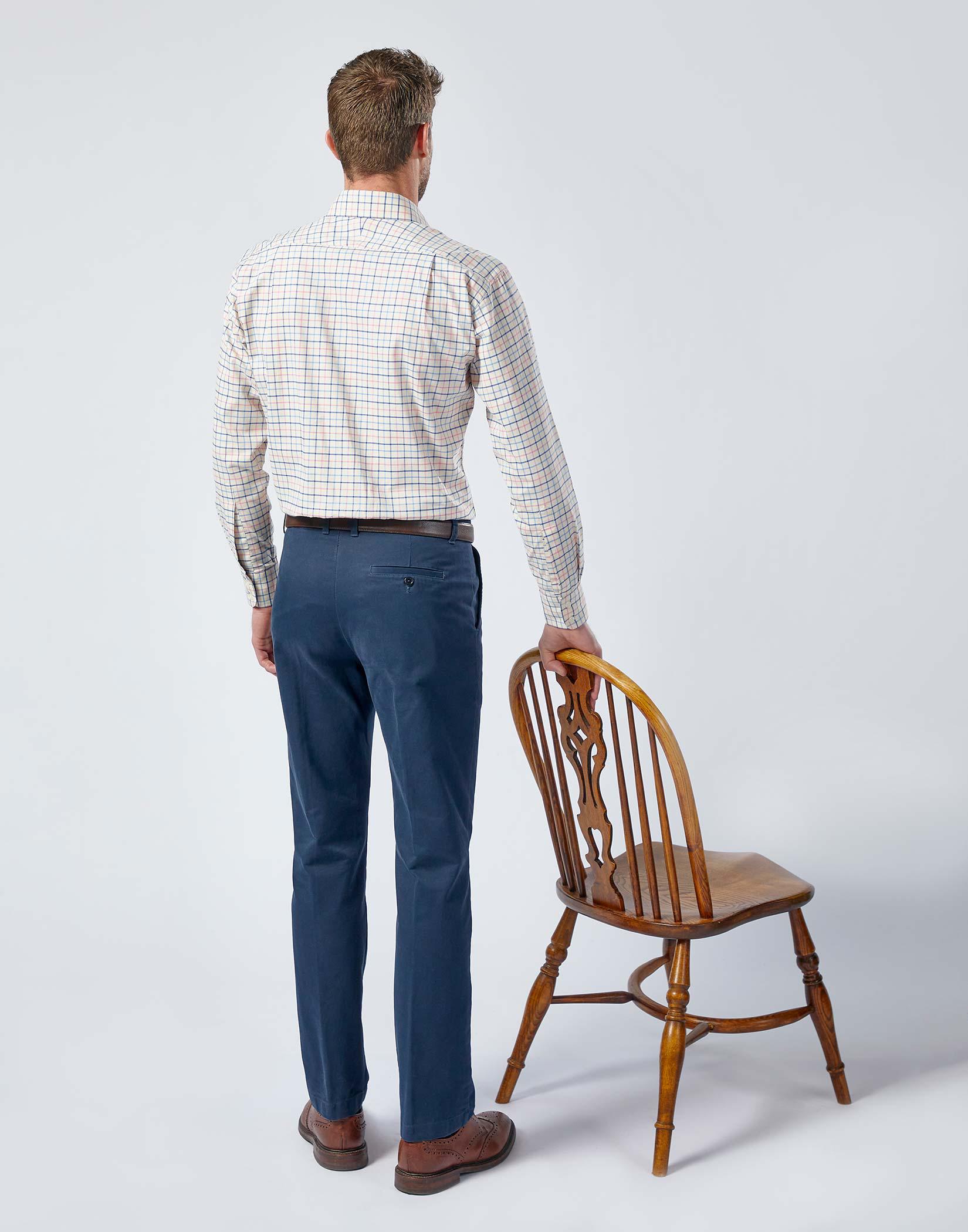 Pleated Front Chinos - Navy