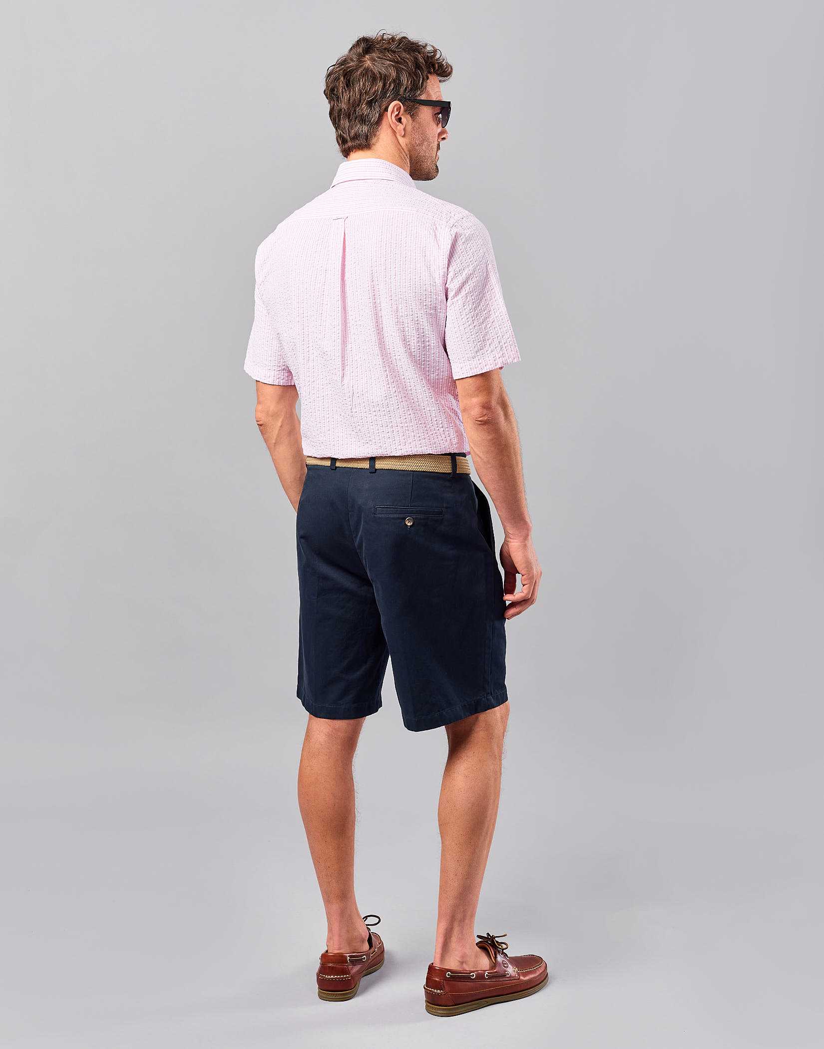Pleated Front Shorts - Navy