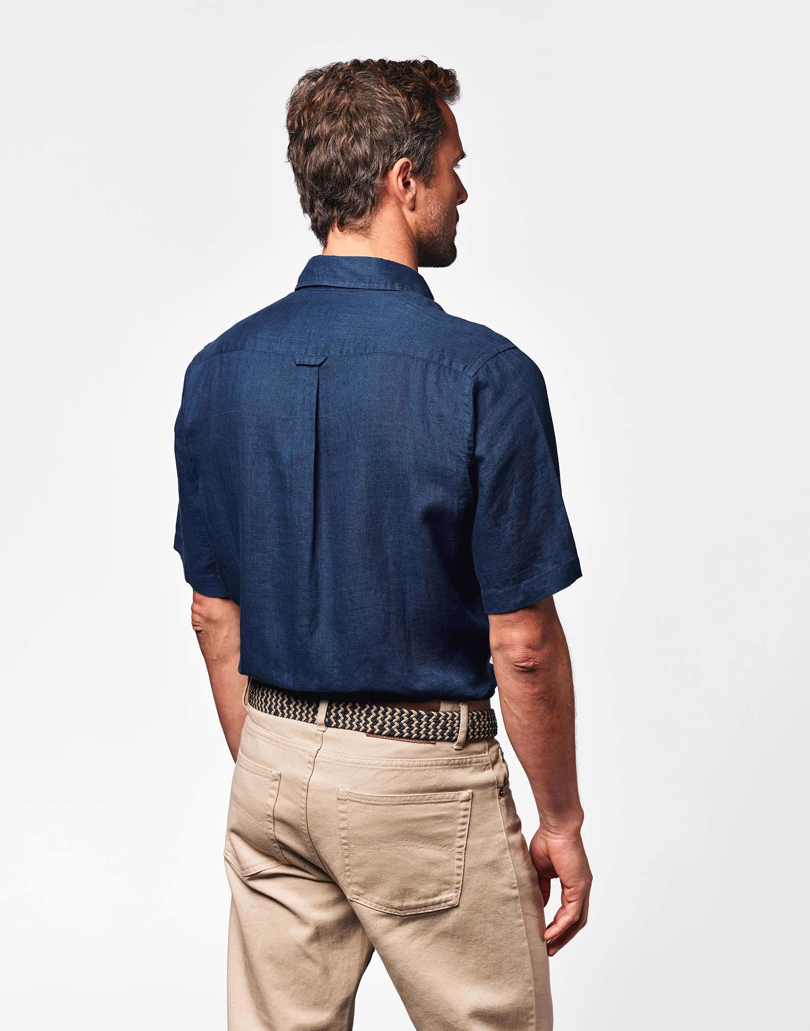 Linen Shirt Short Sleeve - Navy