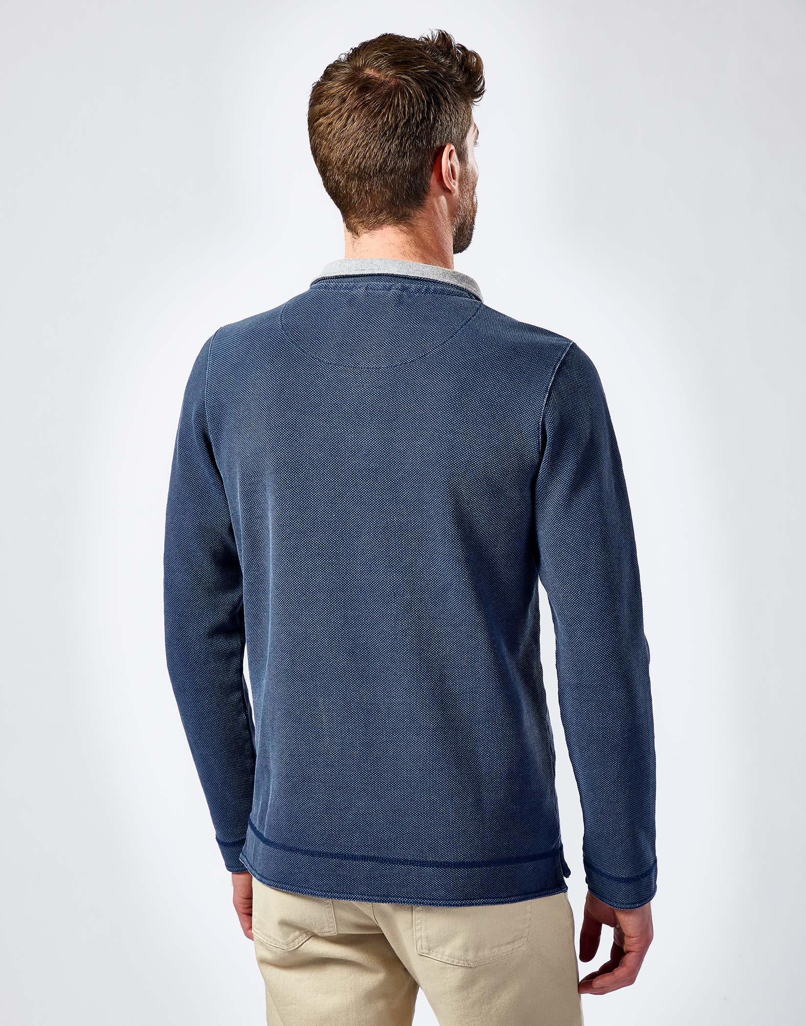 Washed Pique Half Zip Sweatshirt - Navy