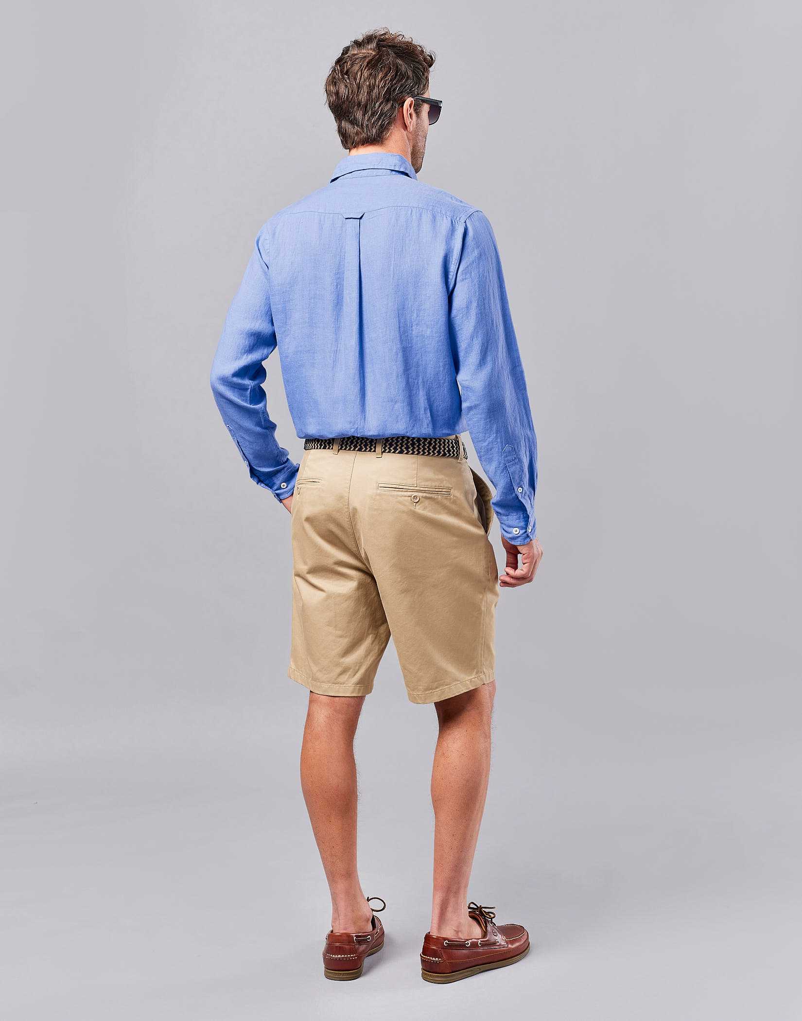 Flat Front Shorts - Pebble