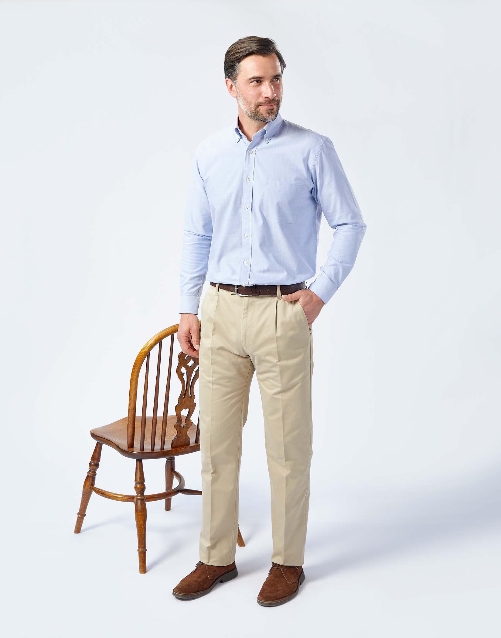 Pleated Front Chinos - Pebble