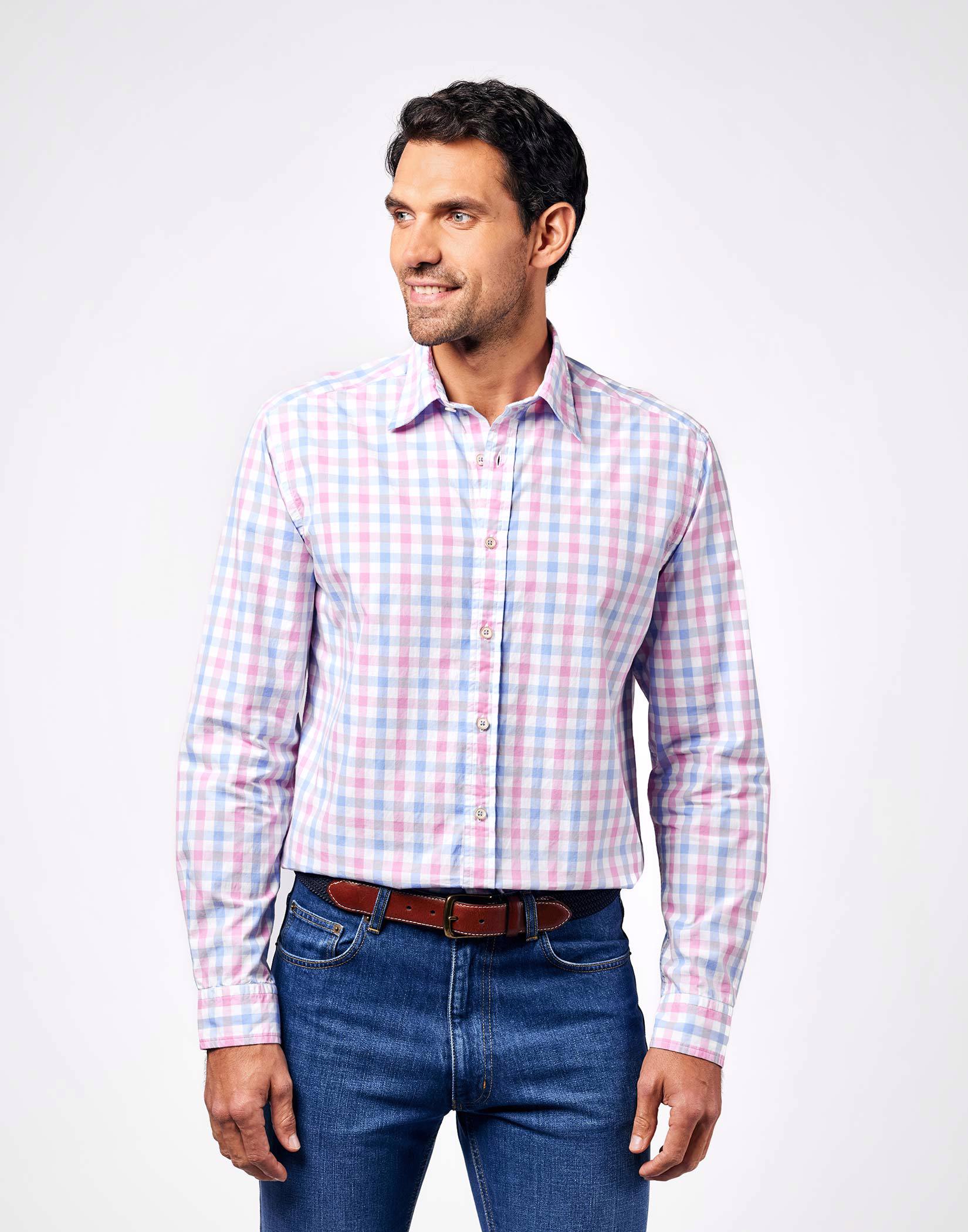 Gingham Check Shirt - Pink/Blue