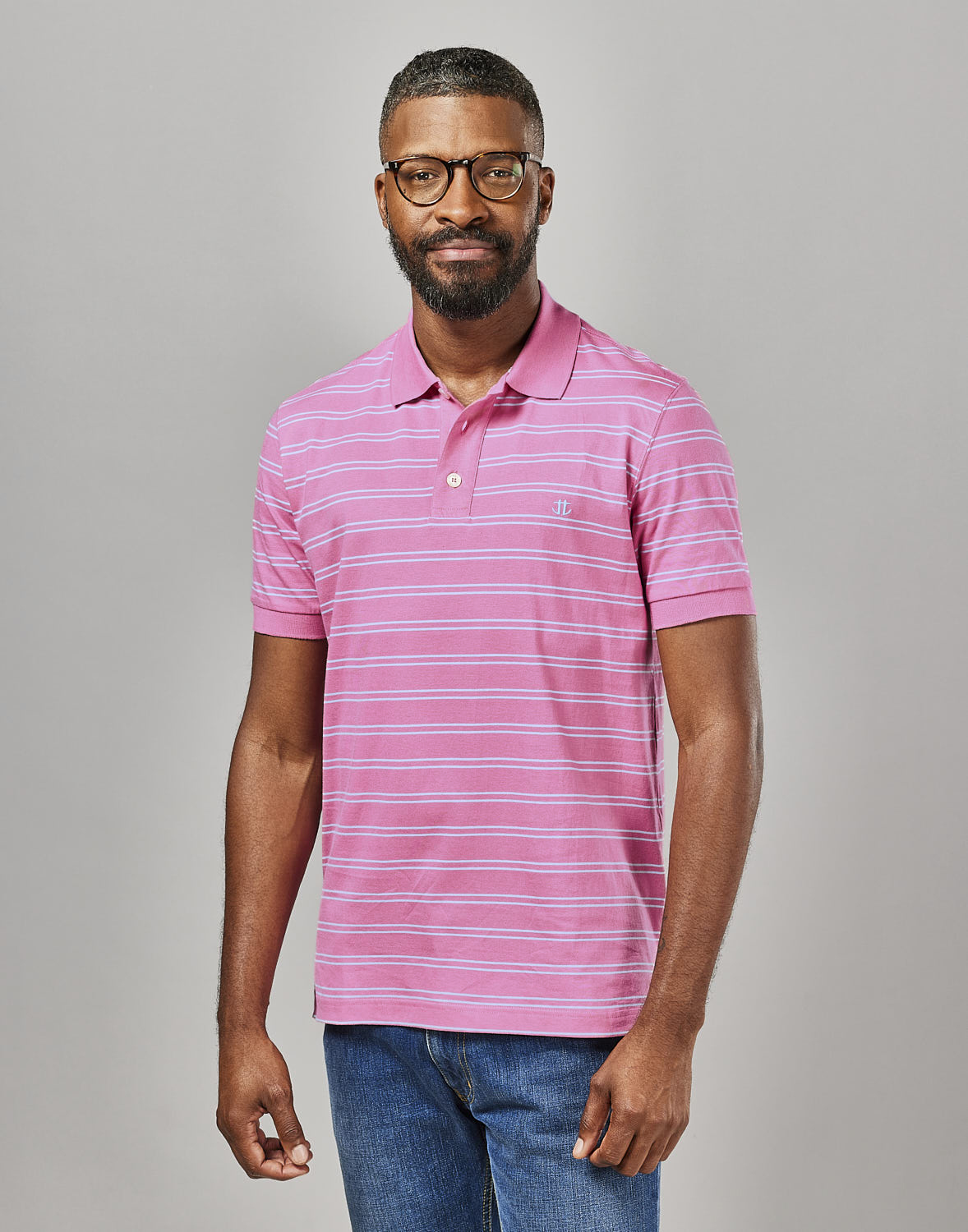 Striped Polo Shirt - Pink/Blue