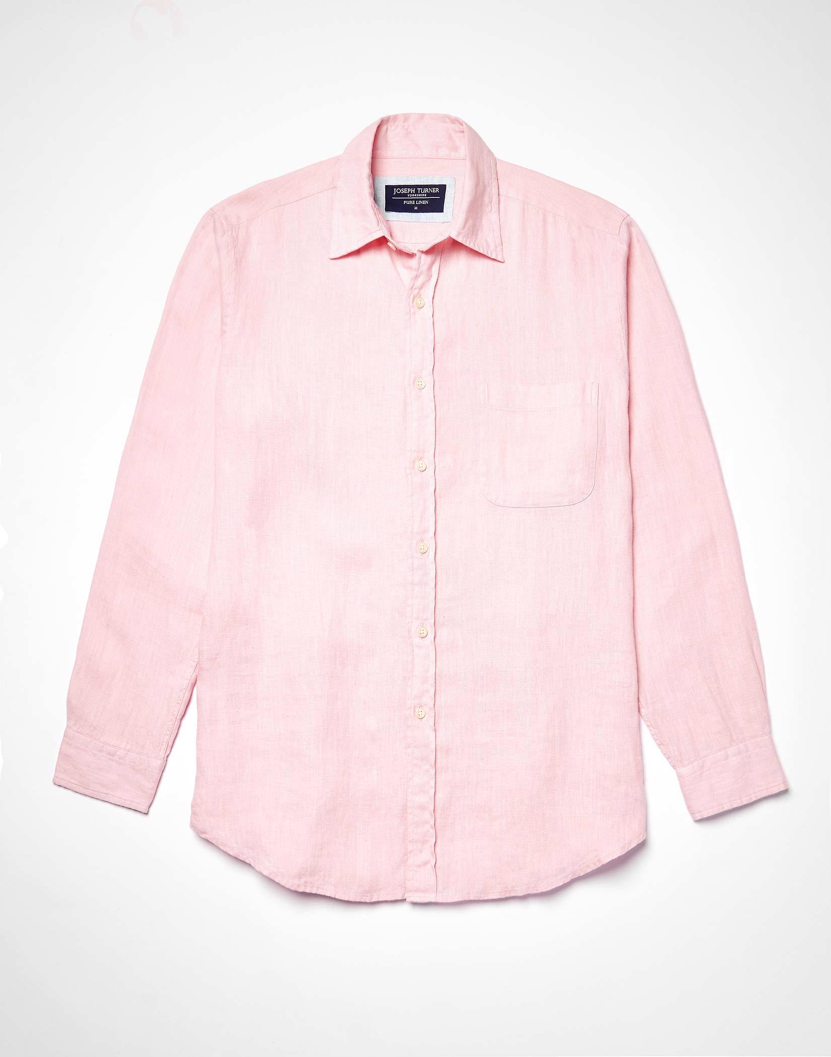 Linen Shirt Long Sleeve - Pink