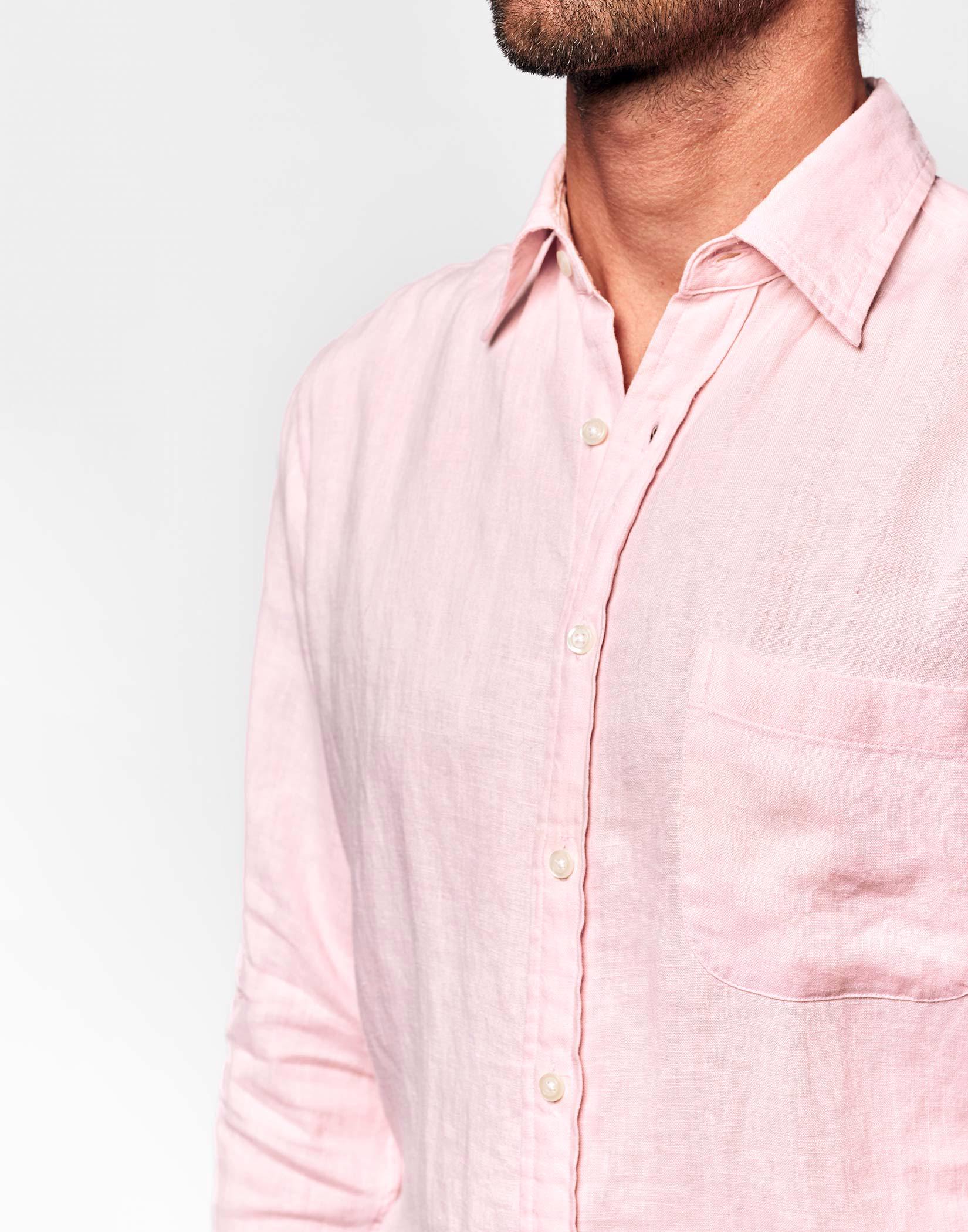 Linen Shirt Long Sleeve - Pink