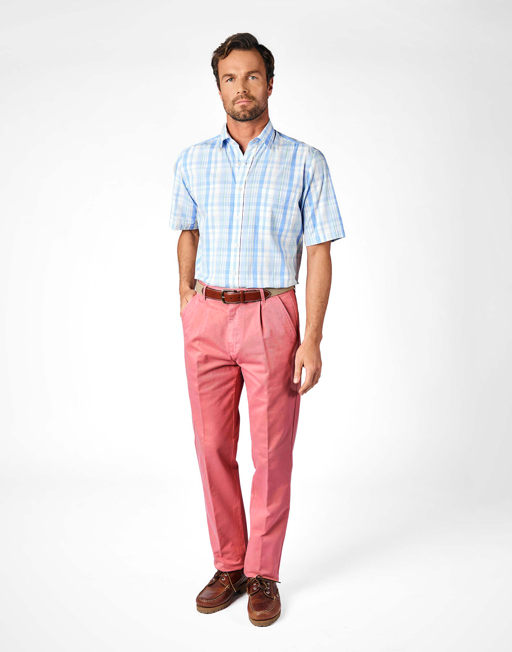 Pleated Front Chinos - Pink