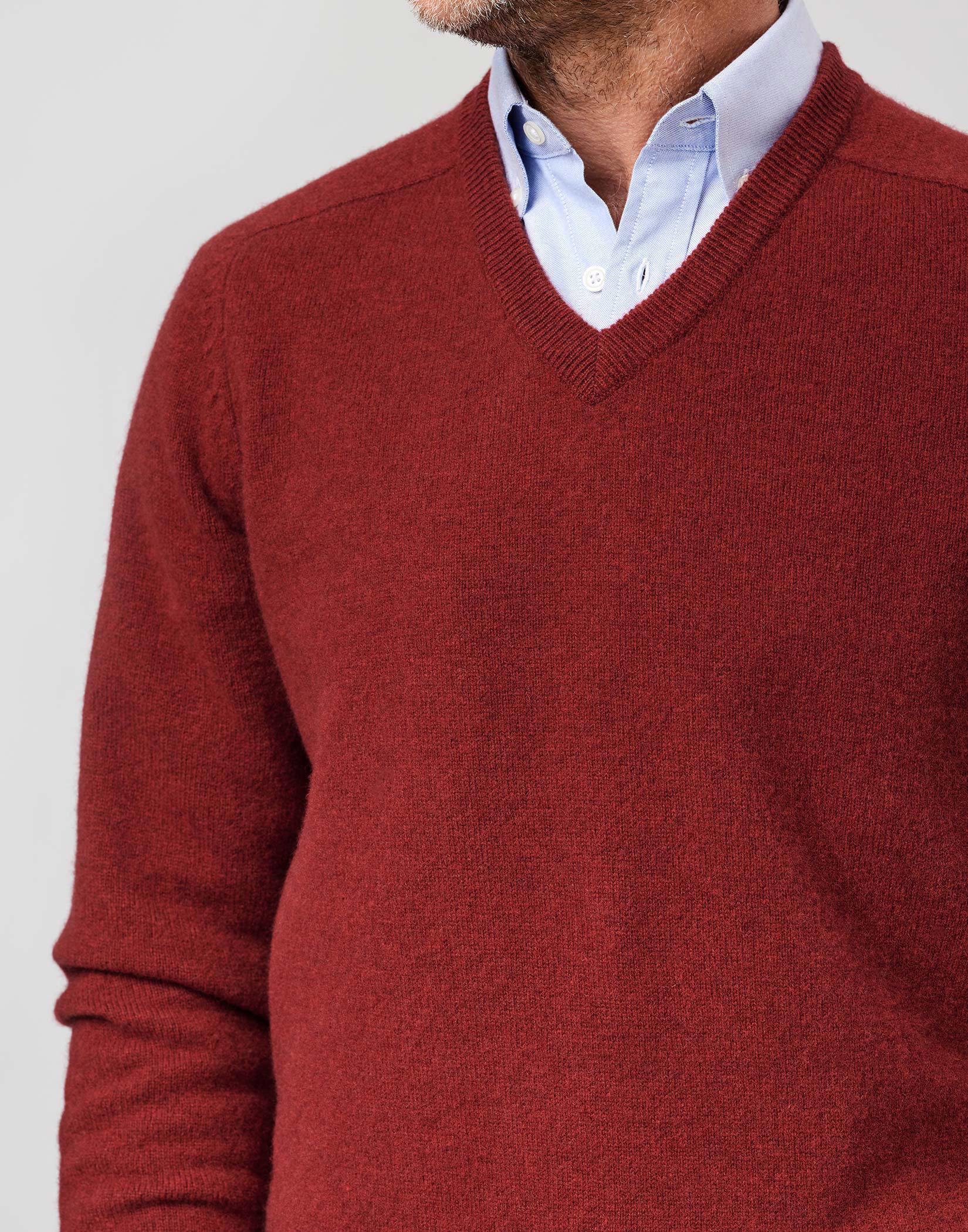 Lambswool V Neck - Red