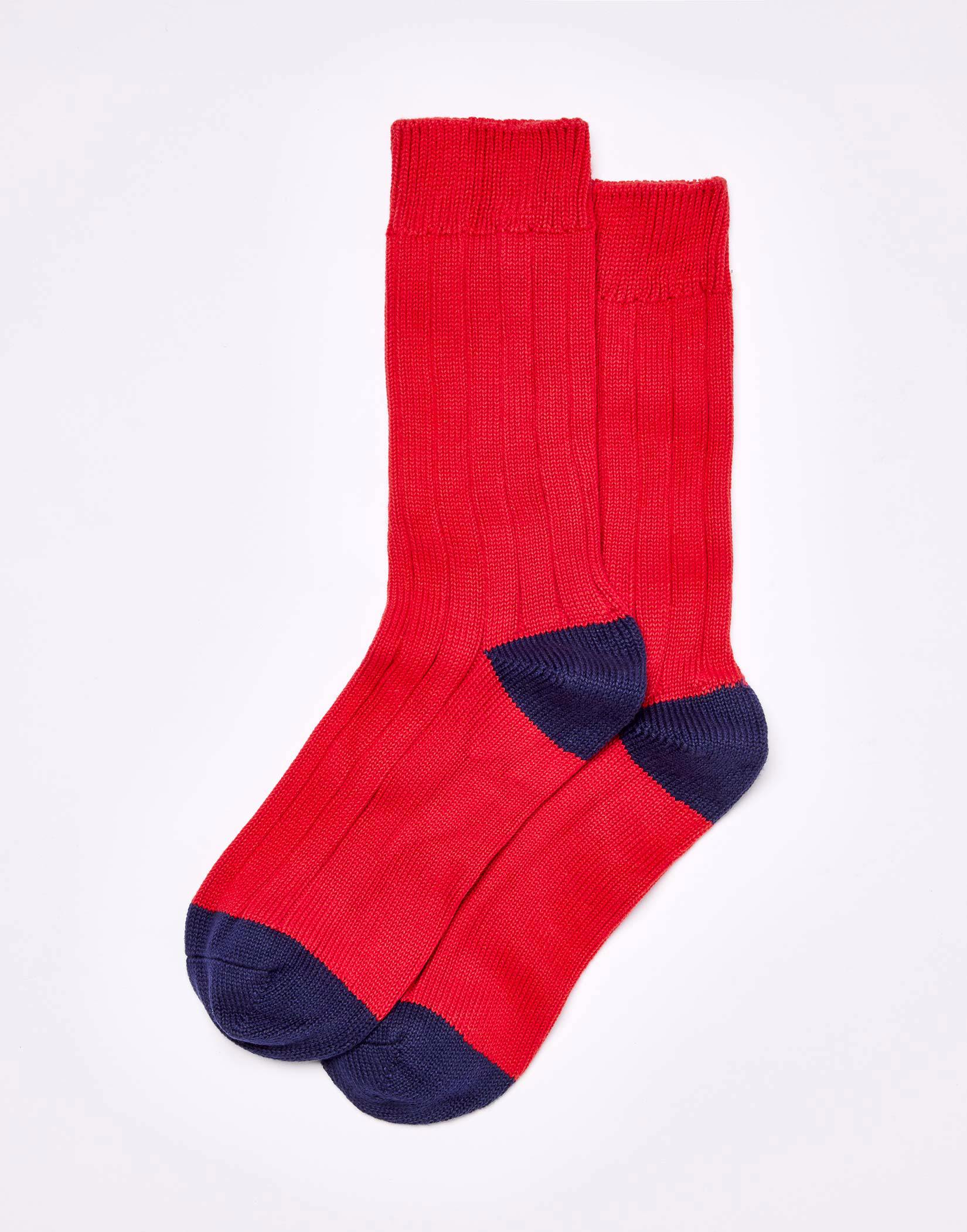 Heel & Toe Cotton Socks - Red/Navy
