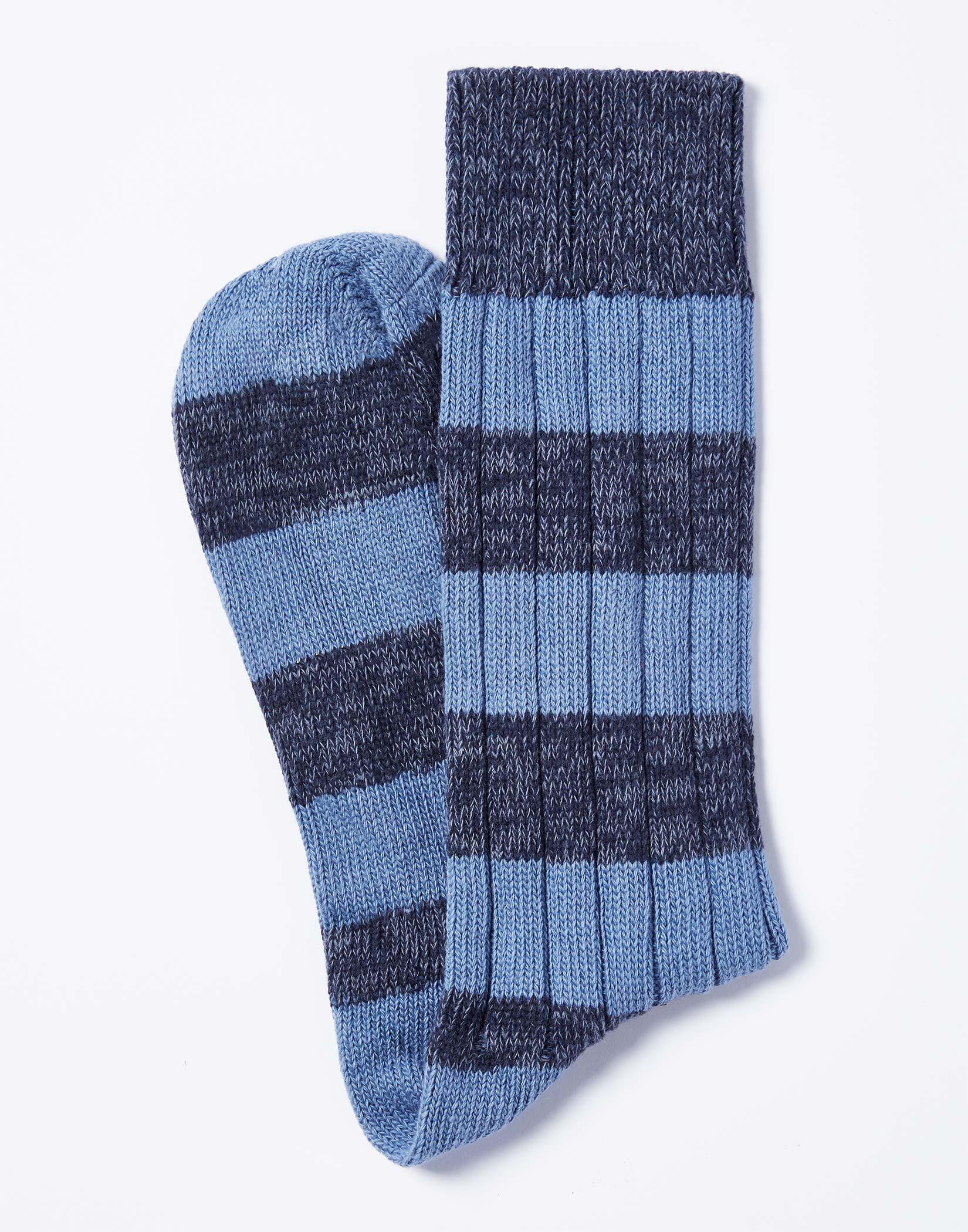 Melange Stripe Socks - Sky/Blue