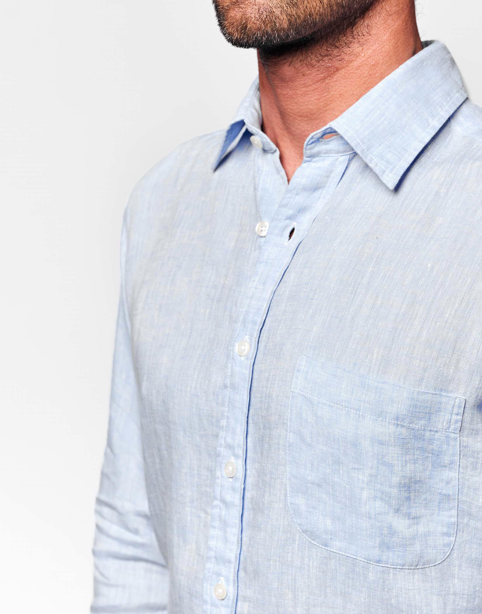 Linen Shirt Long Sleeve - Light Blue