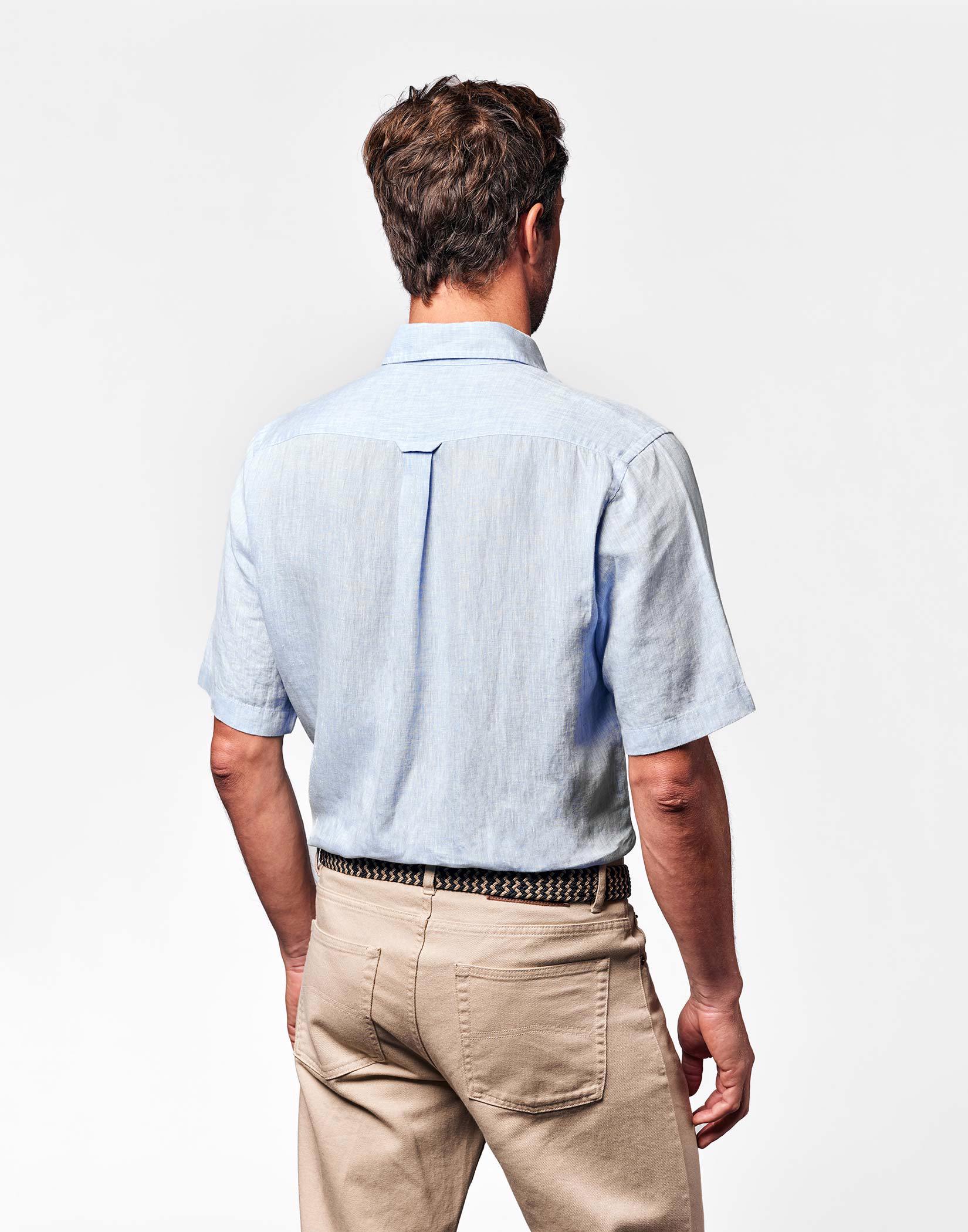 Linen Shirt Short Sleeve - Light Blue