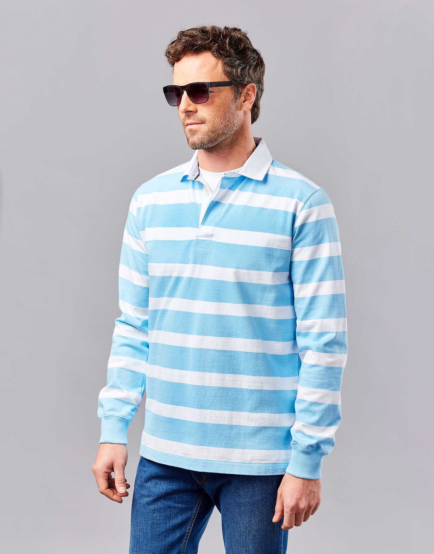 Rugby Shirt - Sky/White