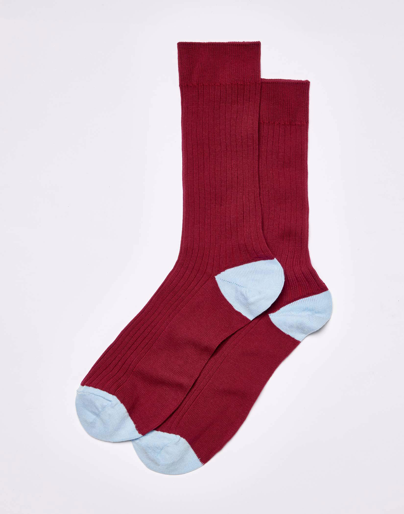 Combed Cotton Heel & Toe Socks - Wine