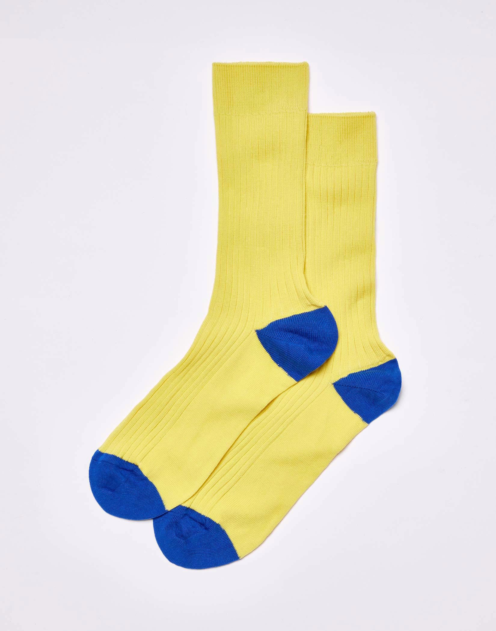 Combed Cotton Heel & Toe Socks - Yellow