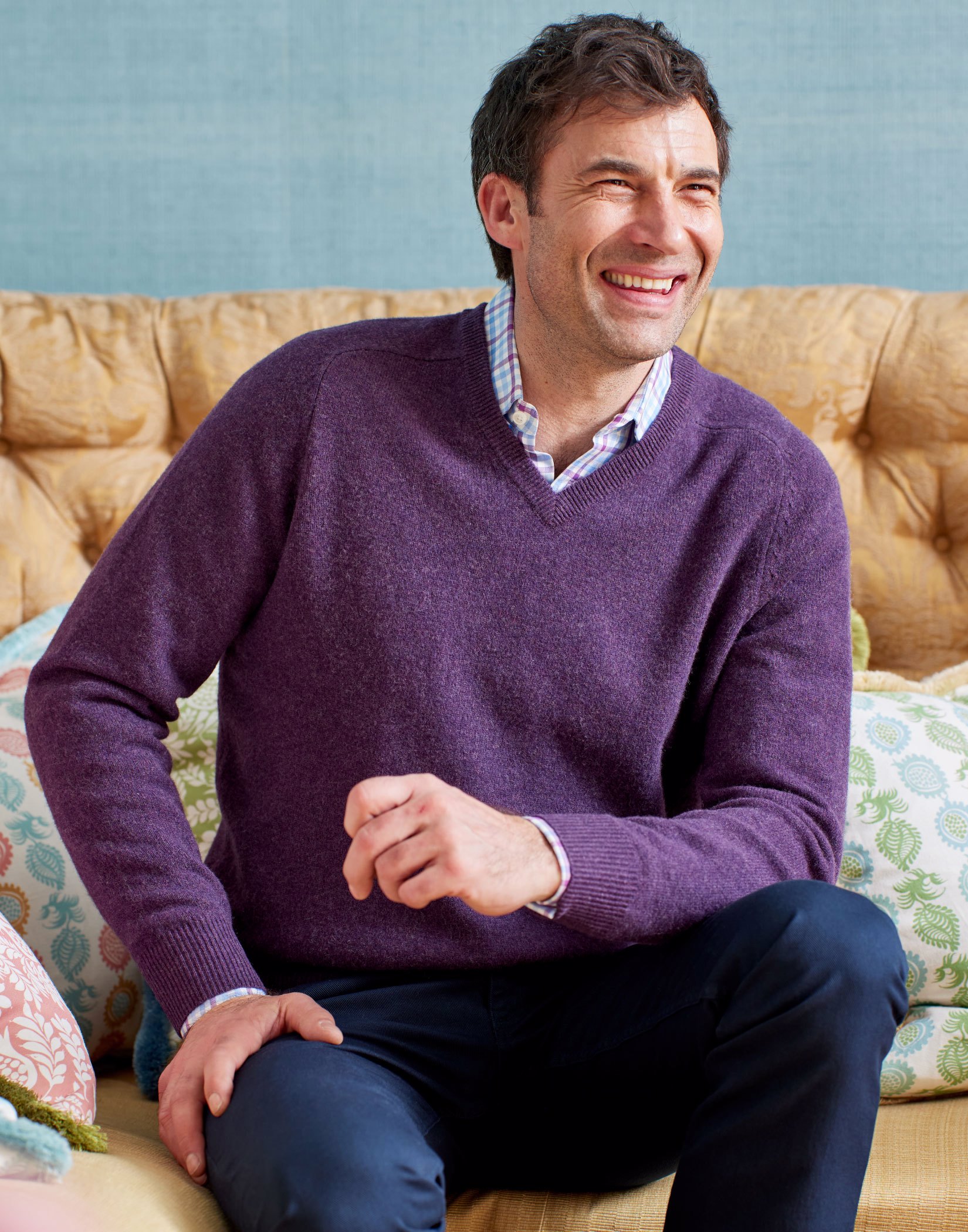 Lambswool V Neck - Purple