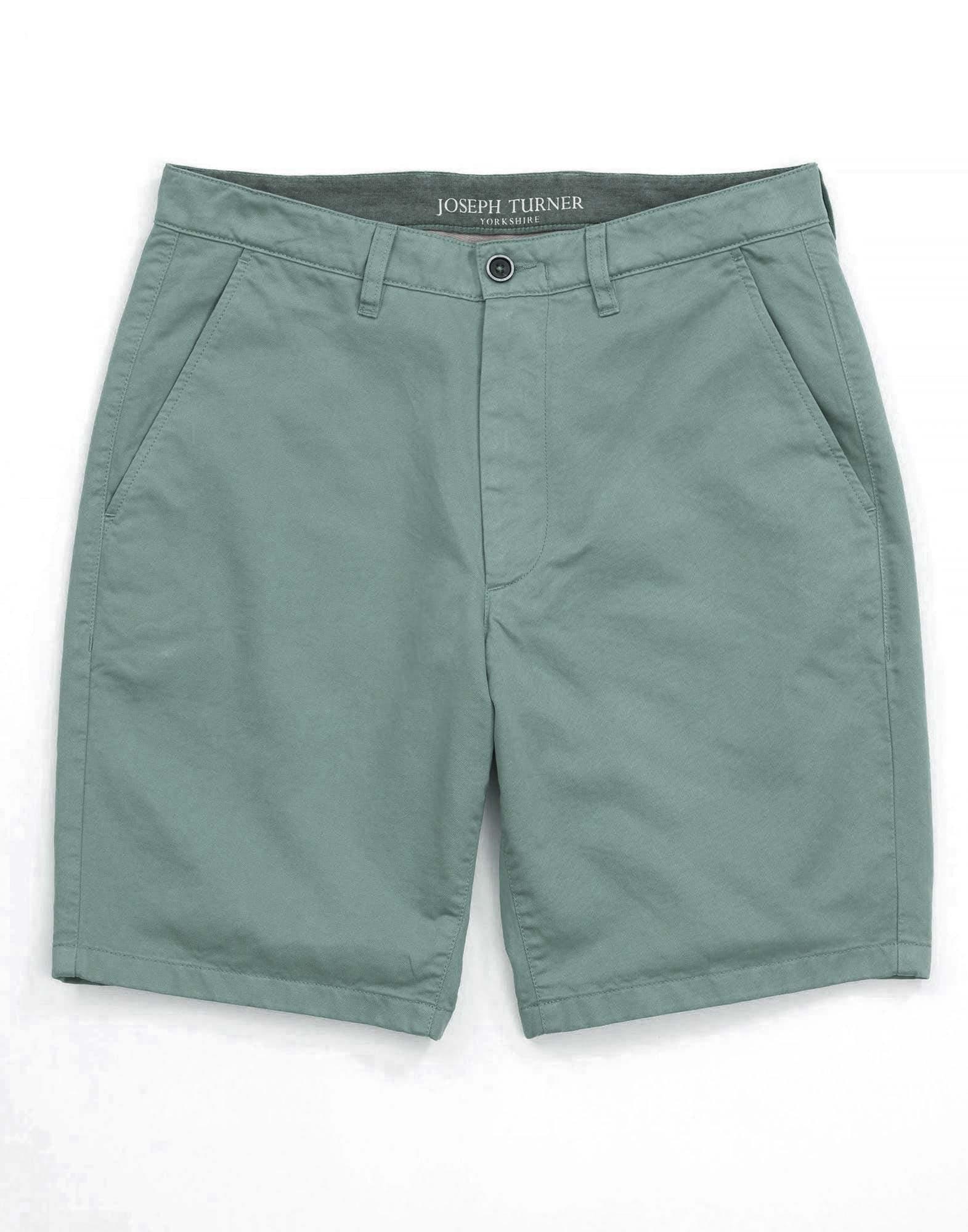Flat Front Shorts - Washed Green