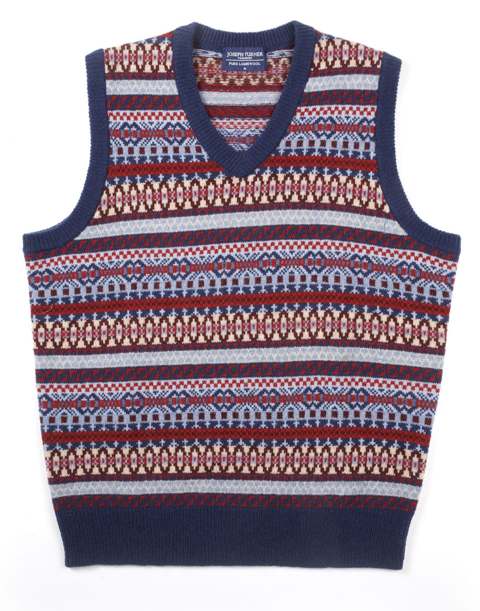 Fair Isle Slip Over - Red/Blue/Sand