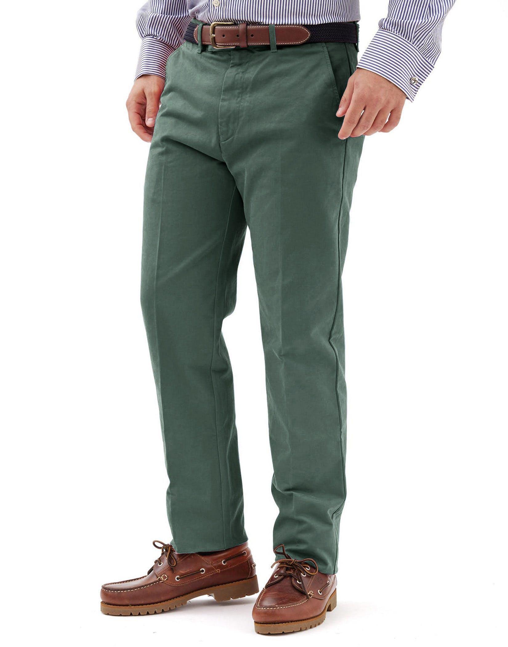 Flat Front Chinos - Green