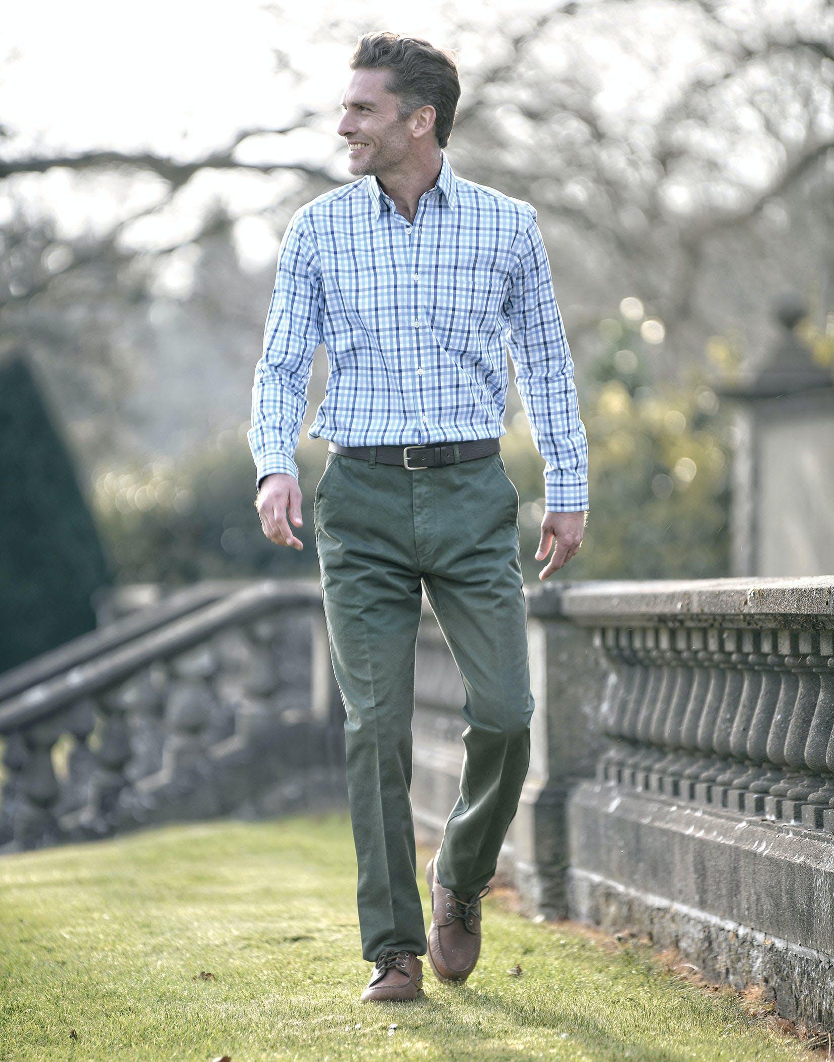 Flat Front Chinos - Green