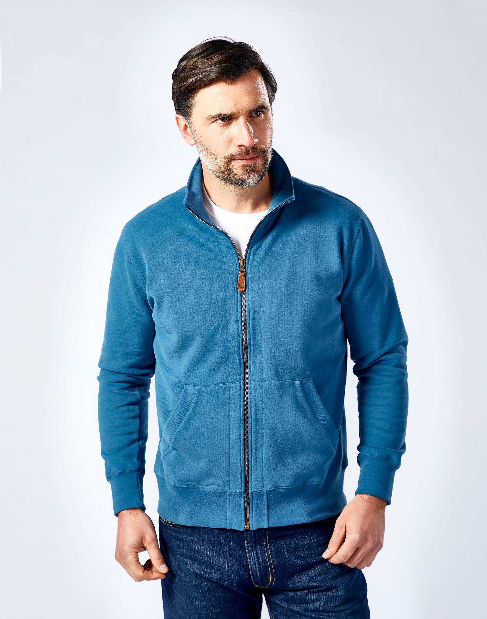 Full Zip Jersey Sweatshirt - Blue