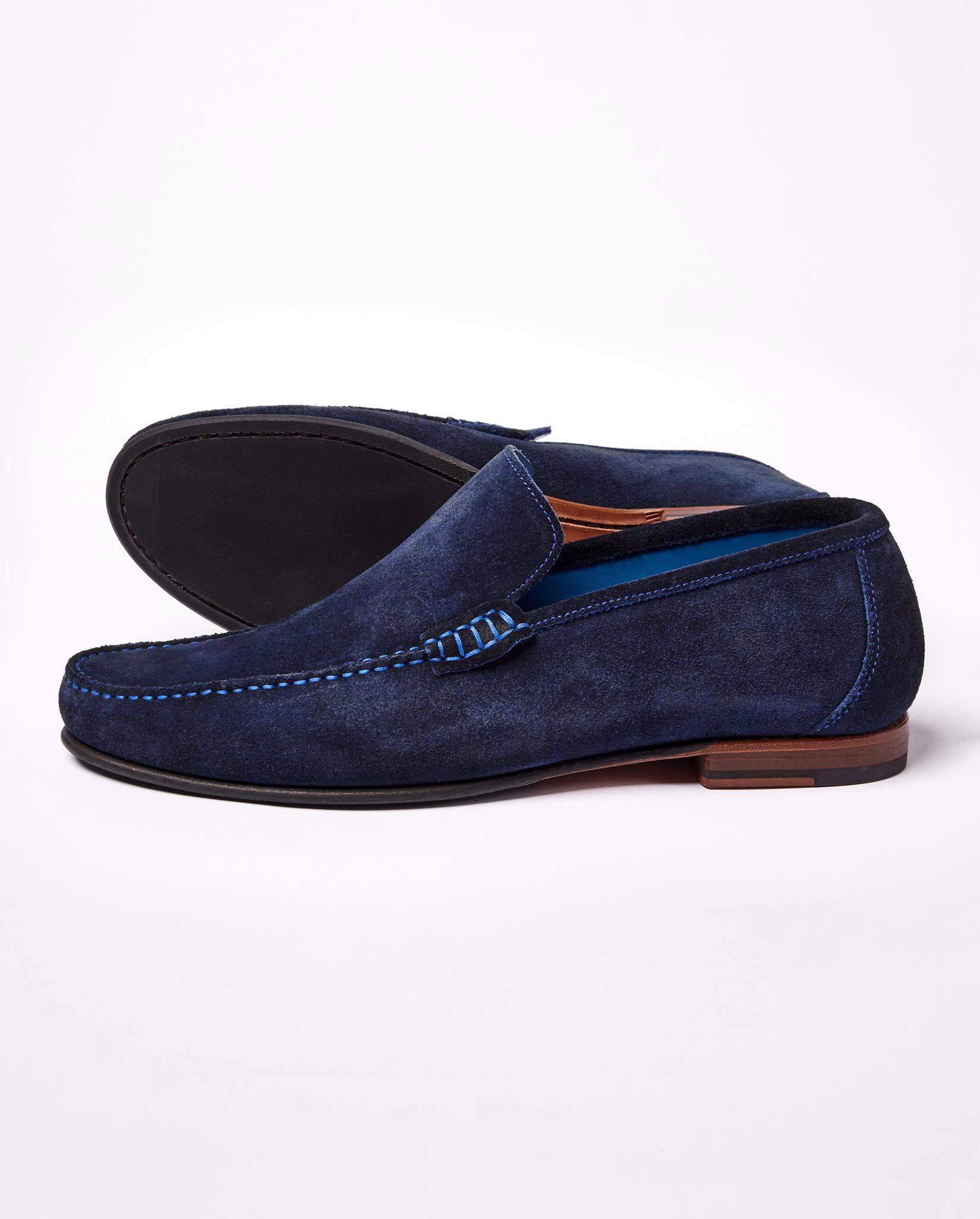 Navy Suede Loafers