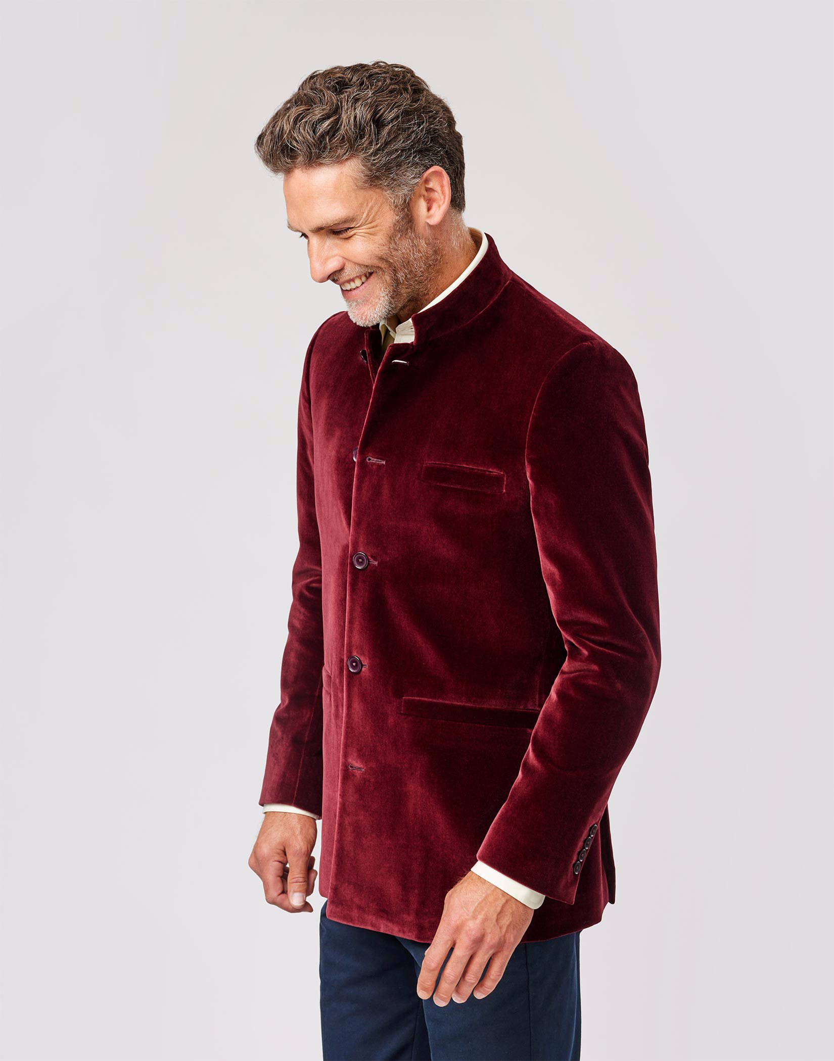 Velvet Nehru Jacket - Burgundy