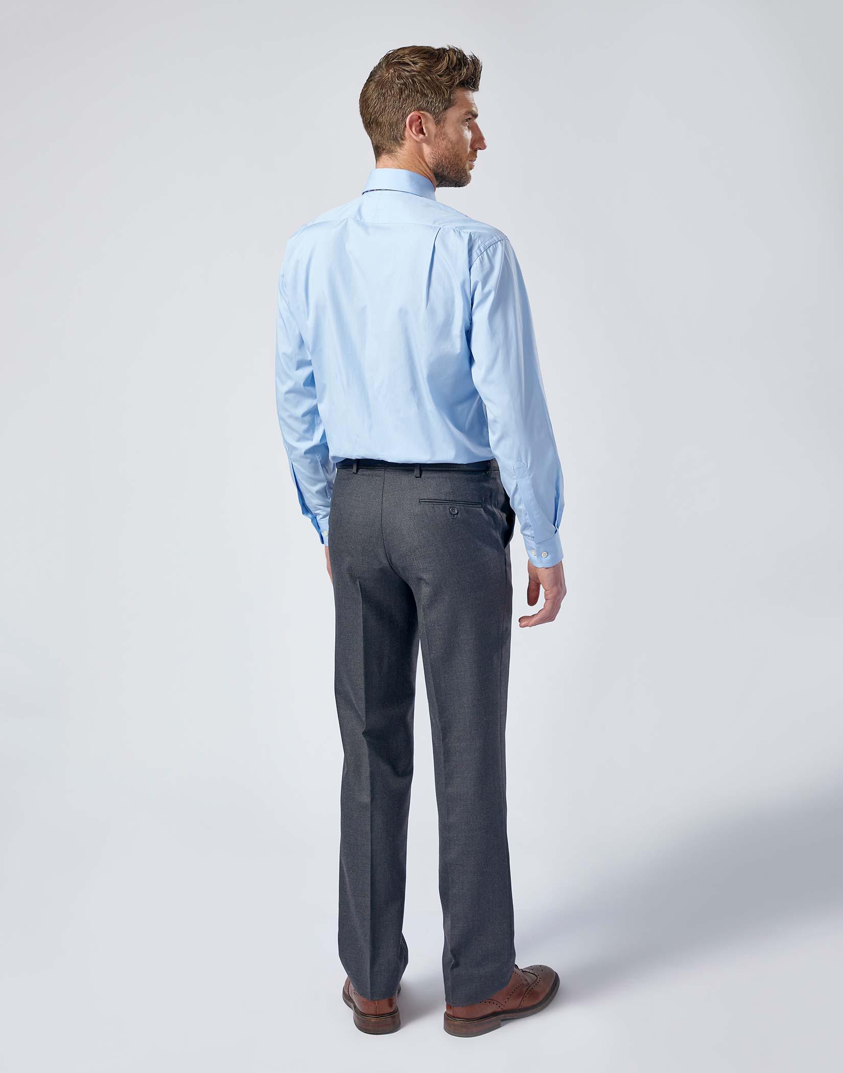 Dark blue pair of regular fit wool flannel trousers  Rota SRL