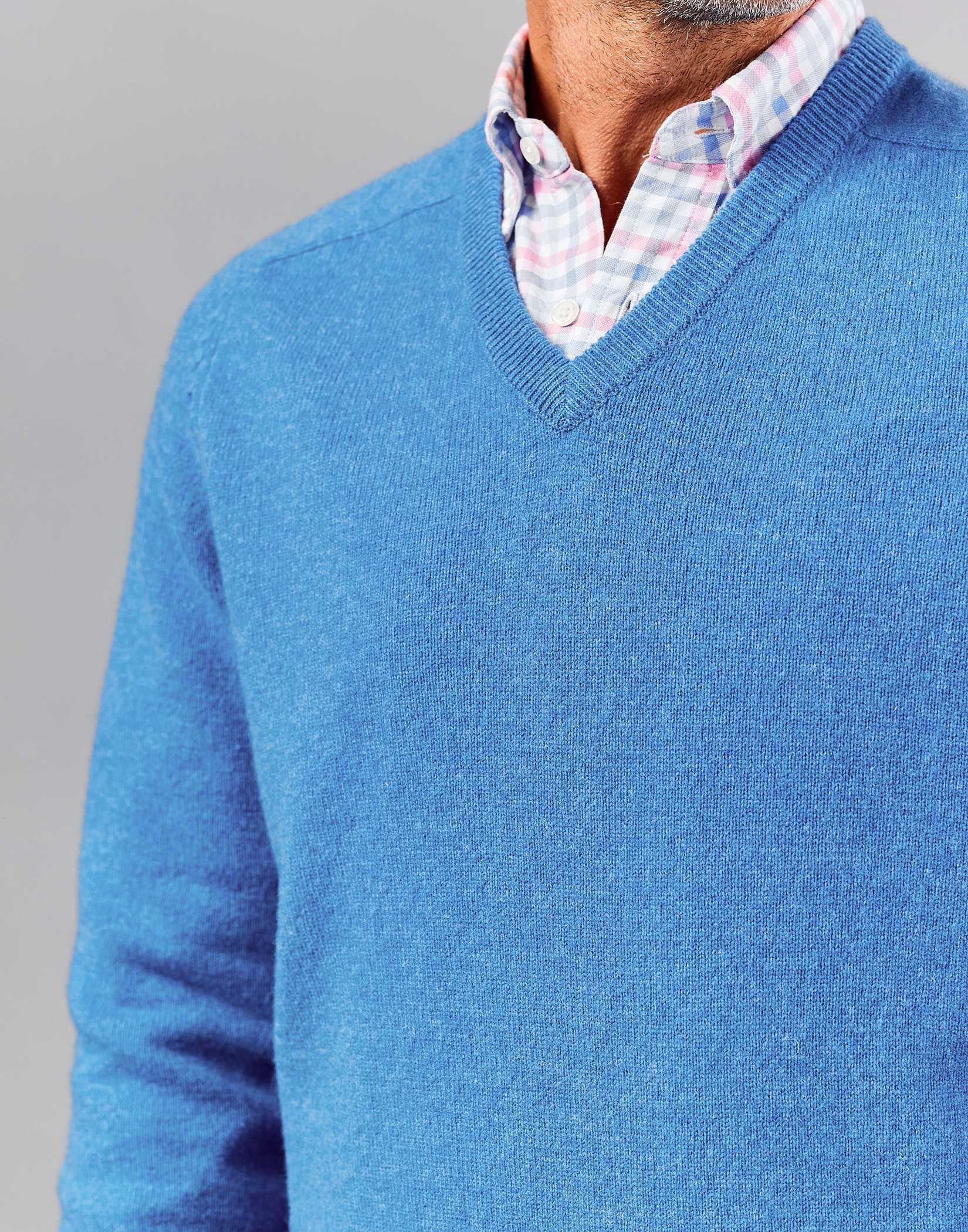 Lambswool V Neck - Cobalt